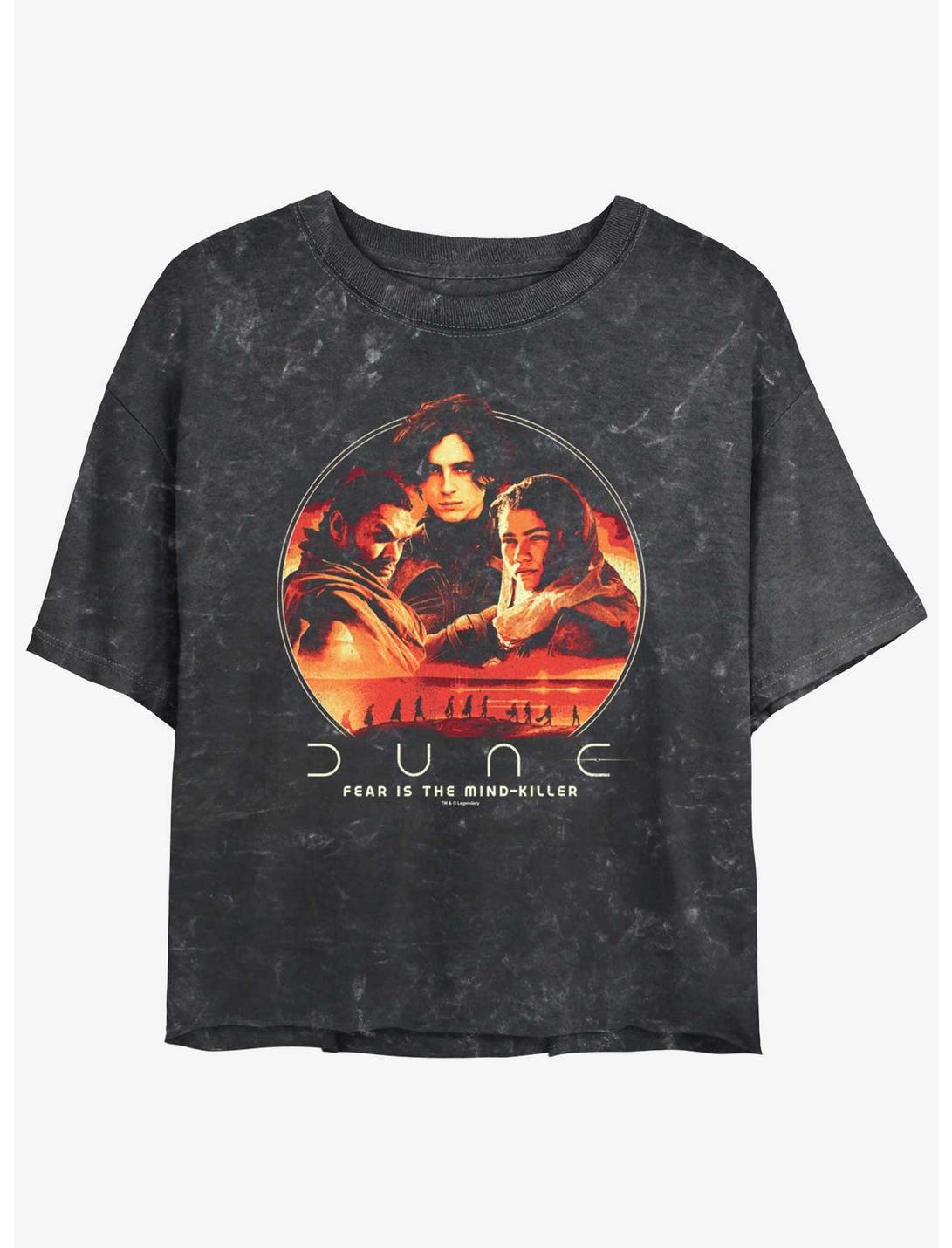 Dune Characters Circle Icon Mineral Wash Womens Crop T-Shirt, BLACK, hi-res