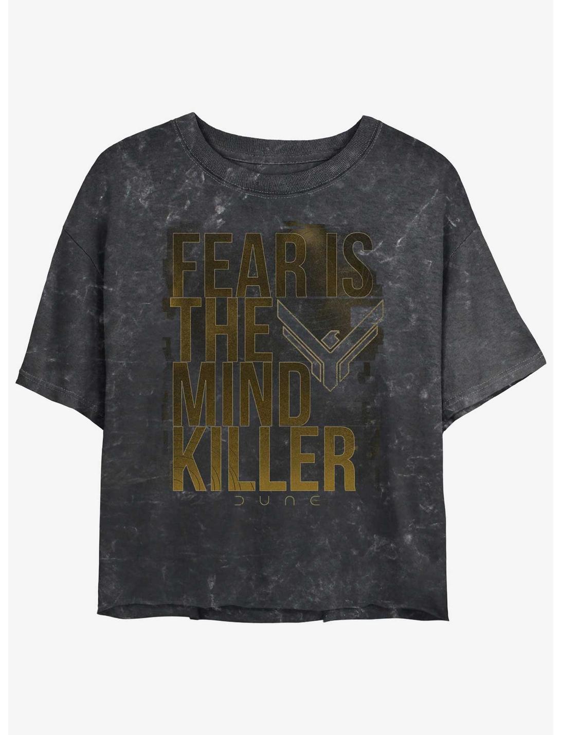 Dune Fear Is The Mind Killer Mineral Wash Womens Crop T-Shirt, BLACK, hi-res