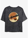 Dune Arrakis Badge Mineral Wash Womens Crop T-Shirt, BLACK, hi-res