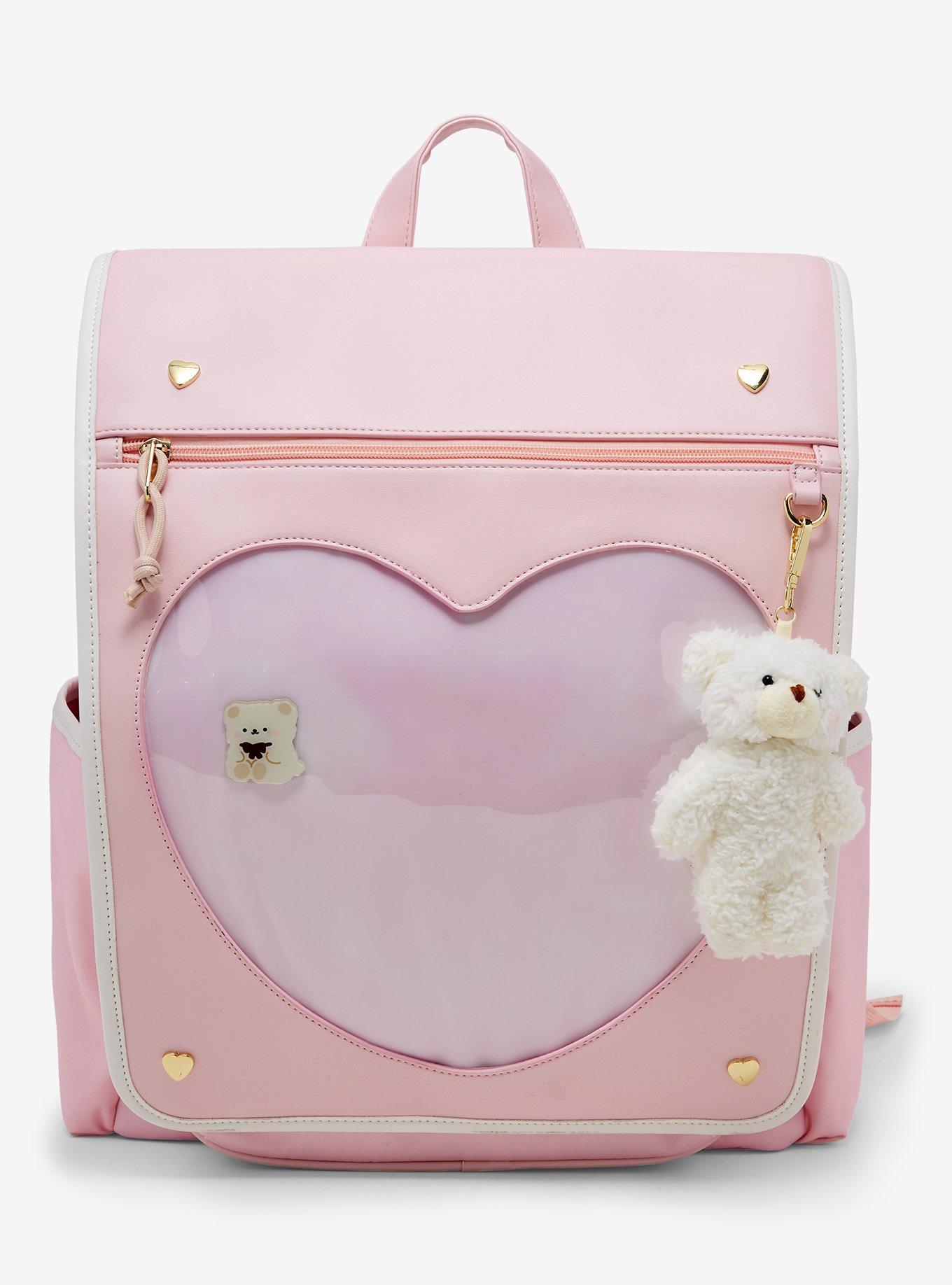 Kawaii Pink Heart Pin Collector Backpack, , hi-res