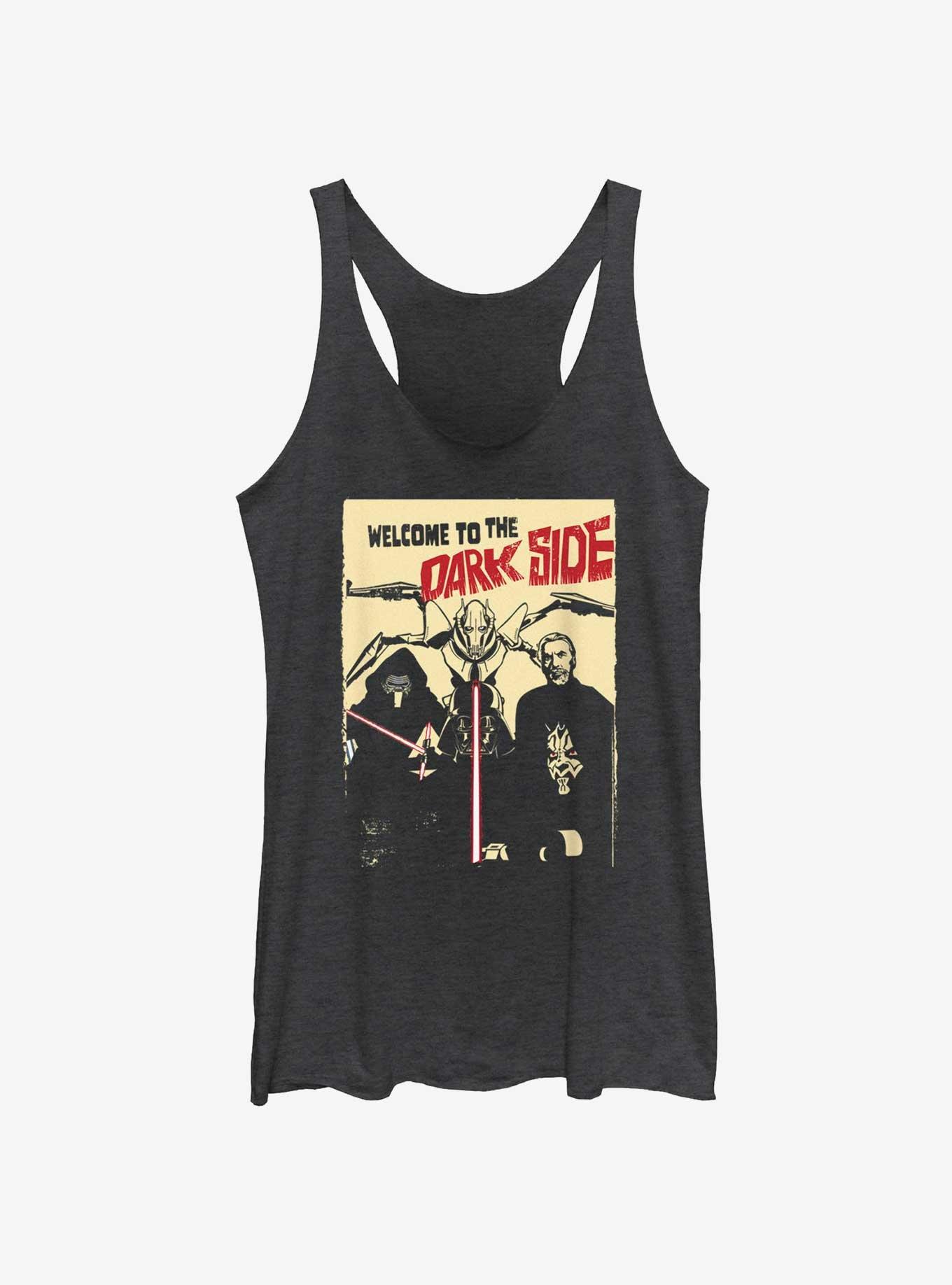 Star Wars Welcome To The Dark Side Retro Poster Womens Tank Top, BLK HTR, hi-res