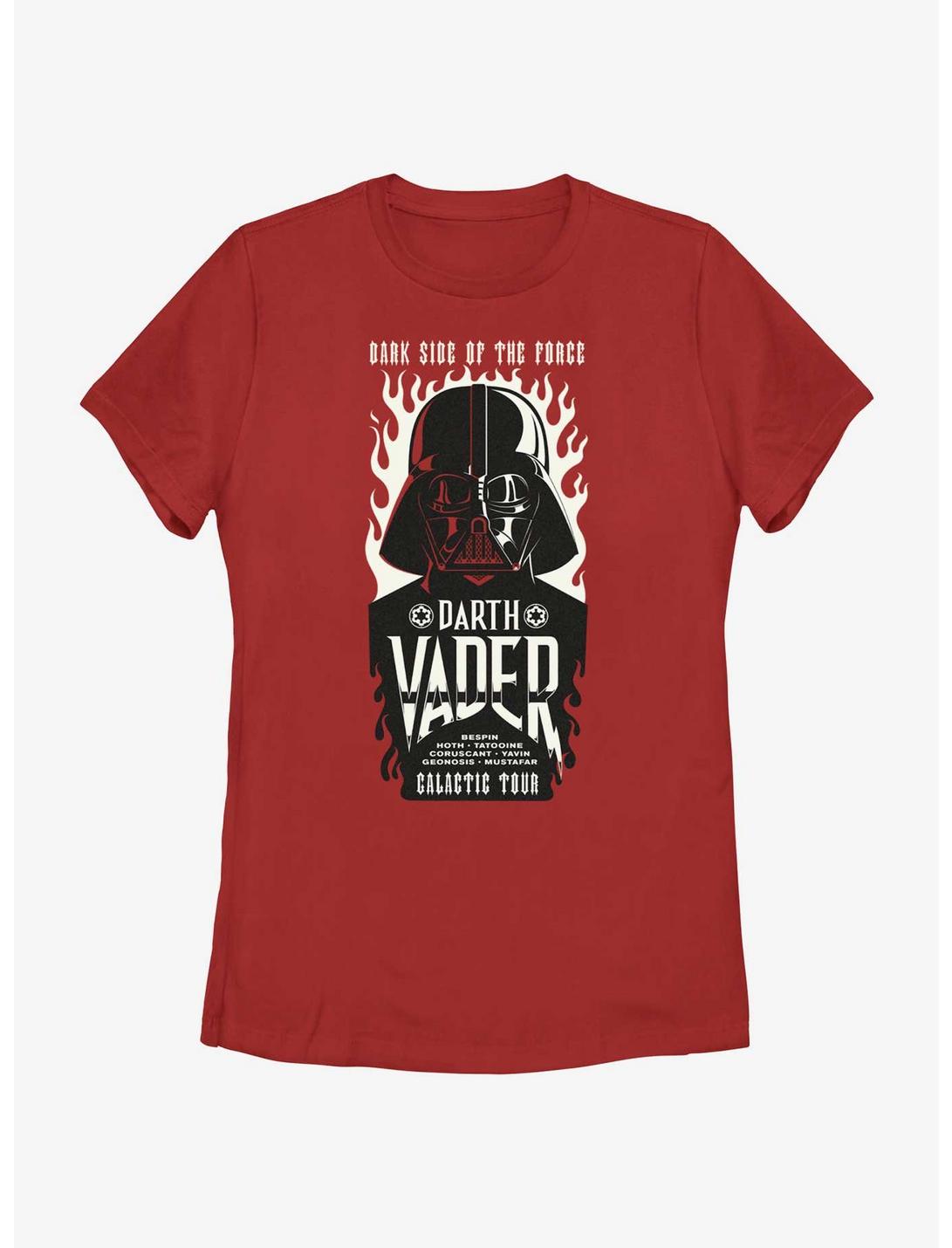 Star Wars Darth Vader Galactic Tour Flames Poster Womens T-Shirt, RED, hi-res