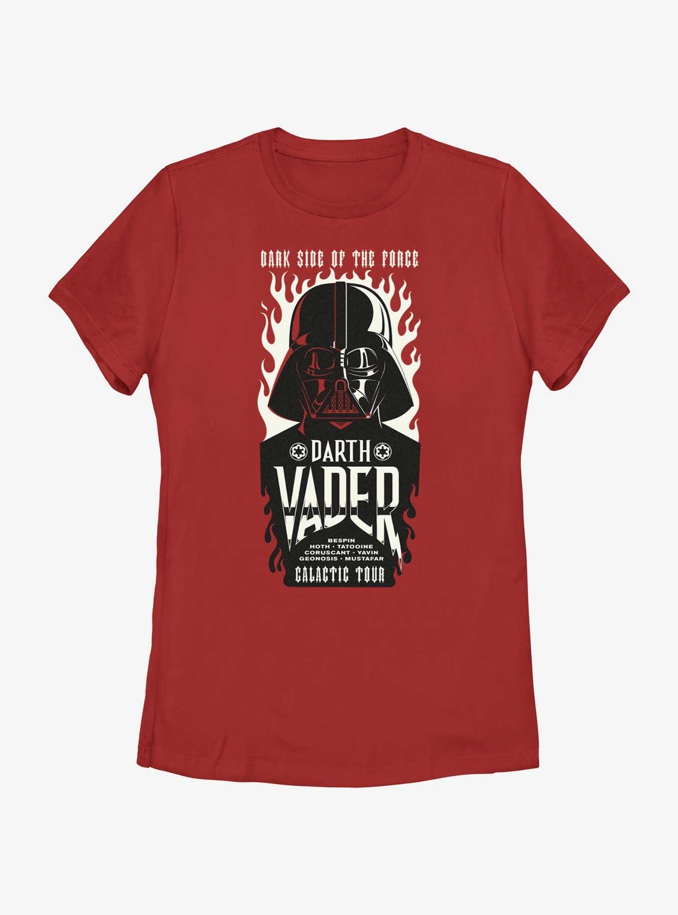 Star Wars Darth Vader Galactic Tour Flames Poster Womens T-Shirt, RED, hi-res