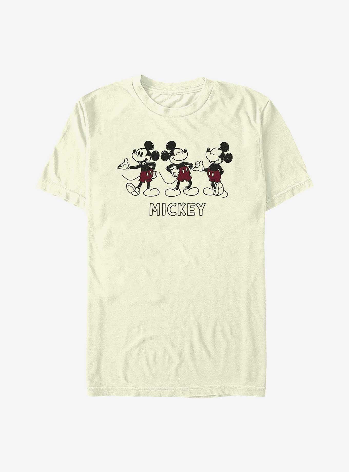 Disney Mickey Mouse Triple Mickey Poses T-Shirt, NATURAL, hi-res