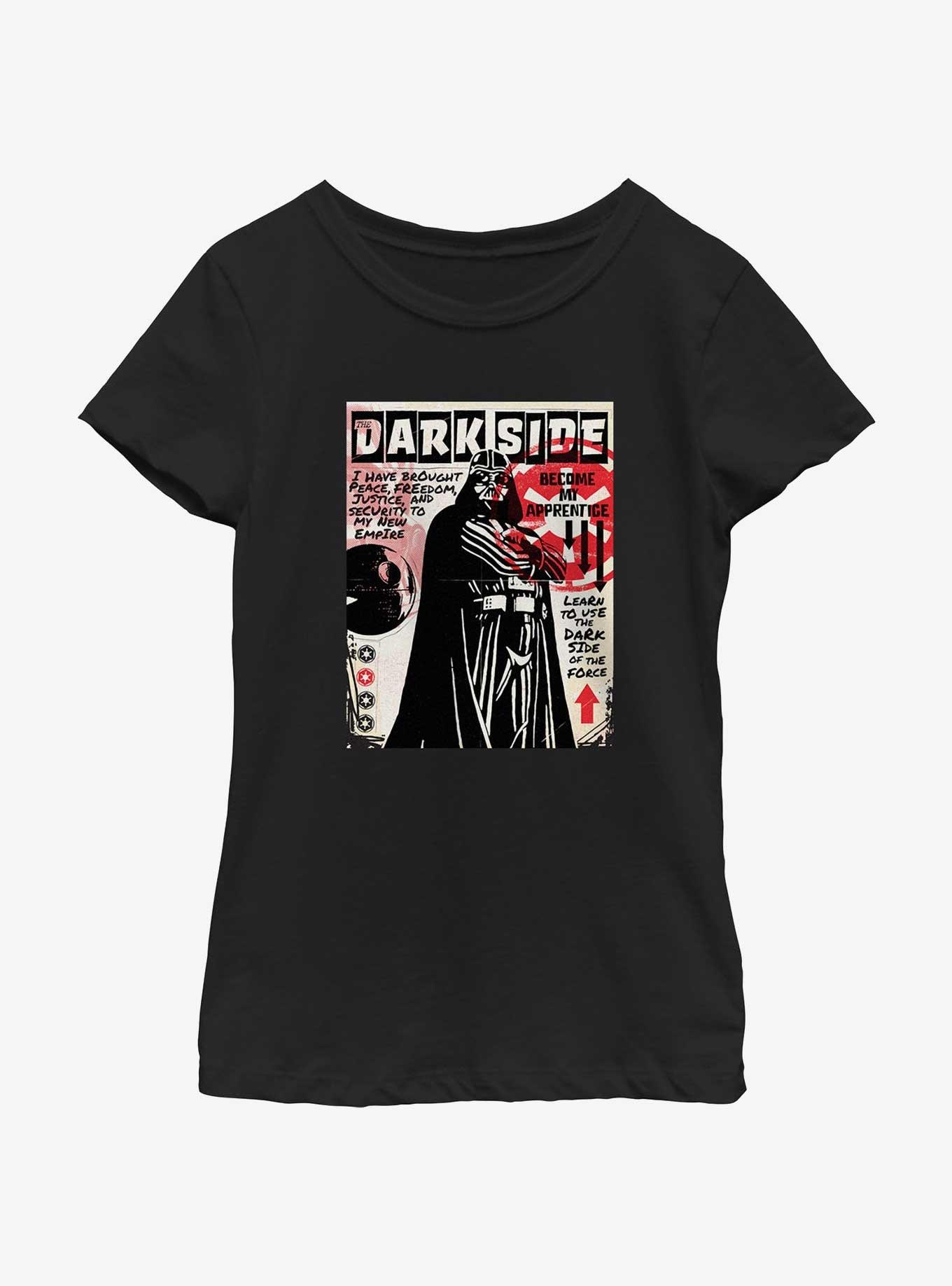 Star Wars Dark Side Zine Cover Youth Girls T-Shirt, BLACK, hi-res