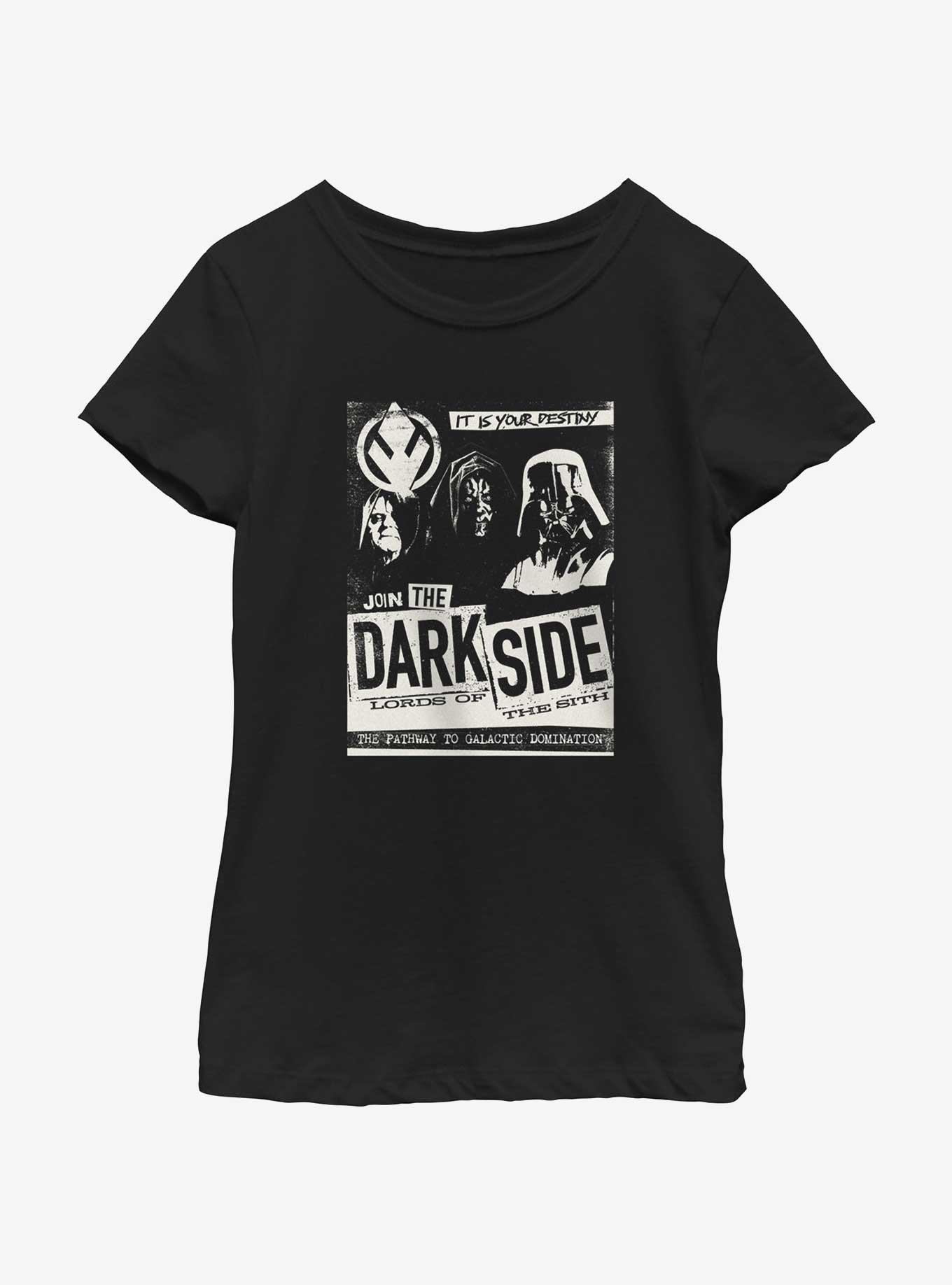 Star Wars Join The Dark Side Poster Youth Girls T-Shirt, BLACK, hi-res