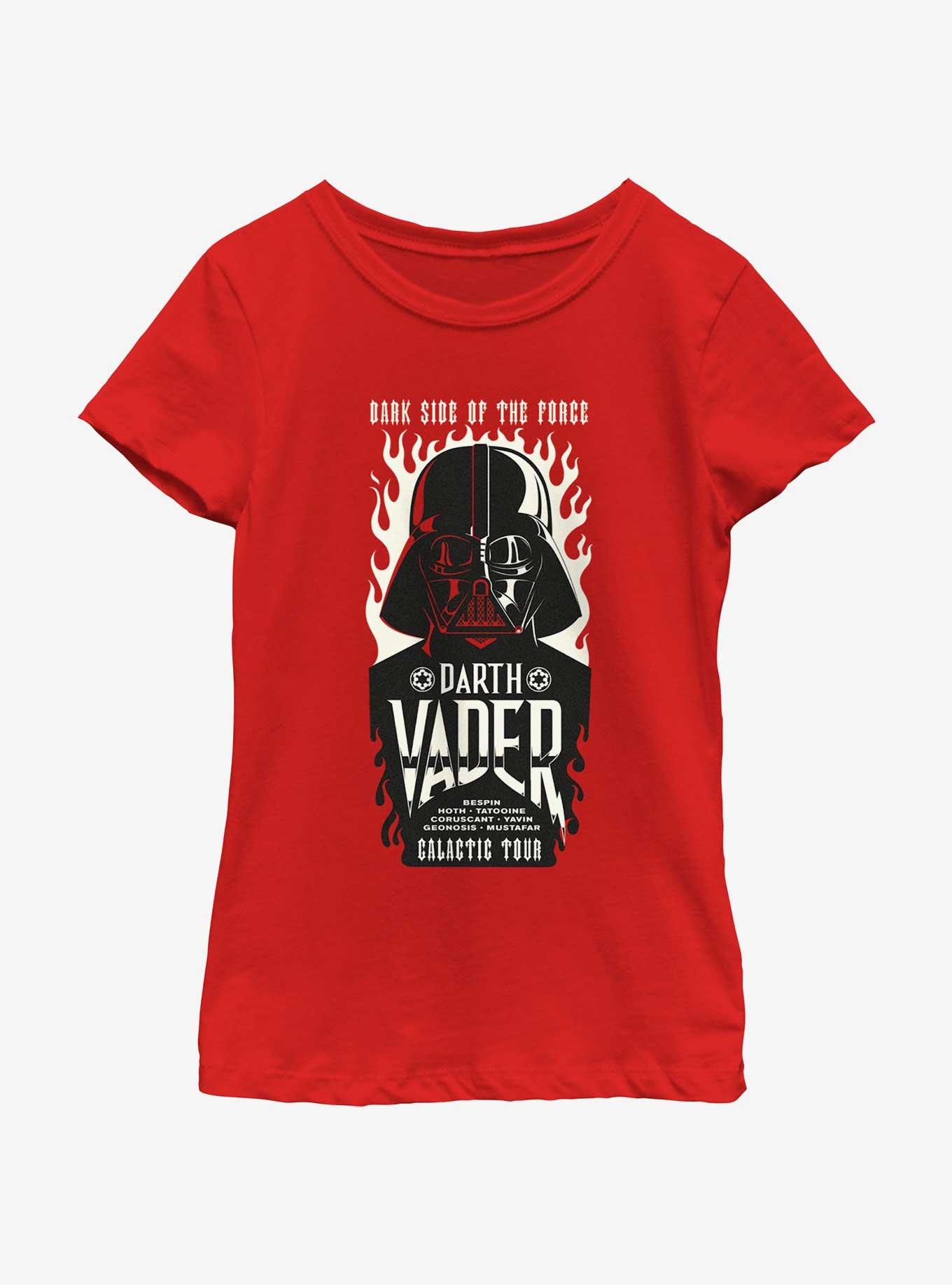 Star Wars Darth Vader Galactic Tour Flames Poster Youth Girls T-Shirt, , hi-res