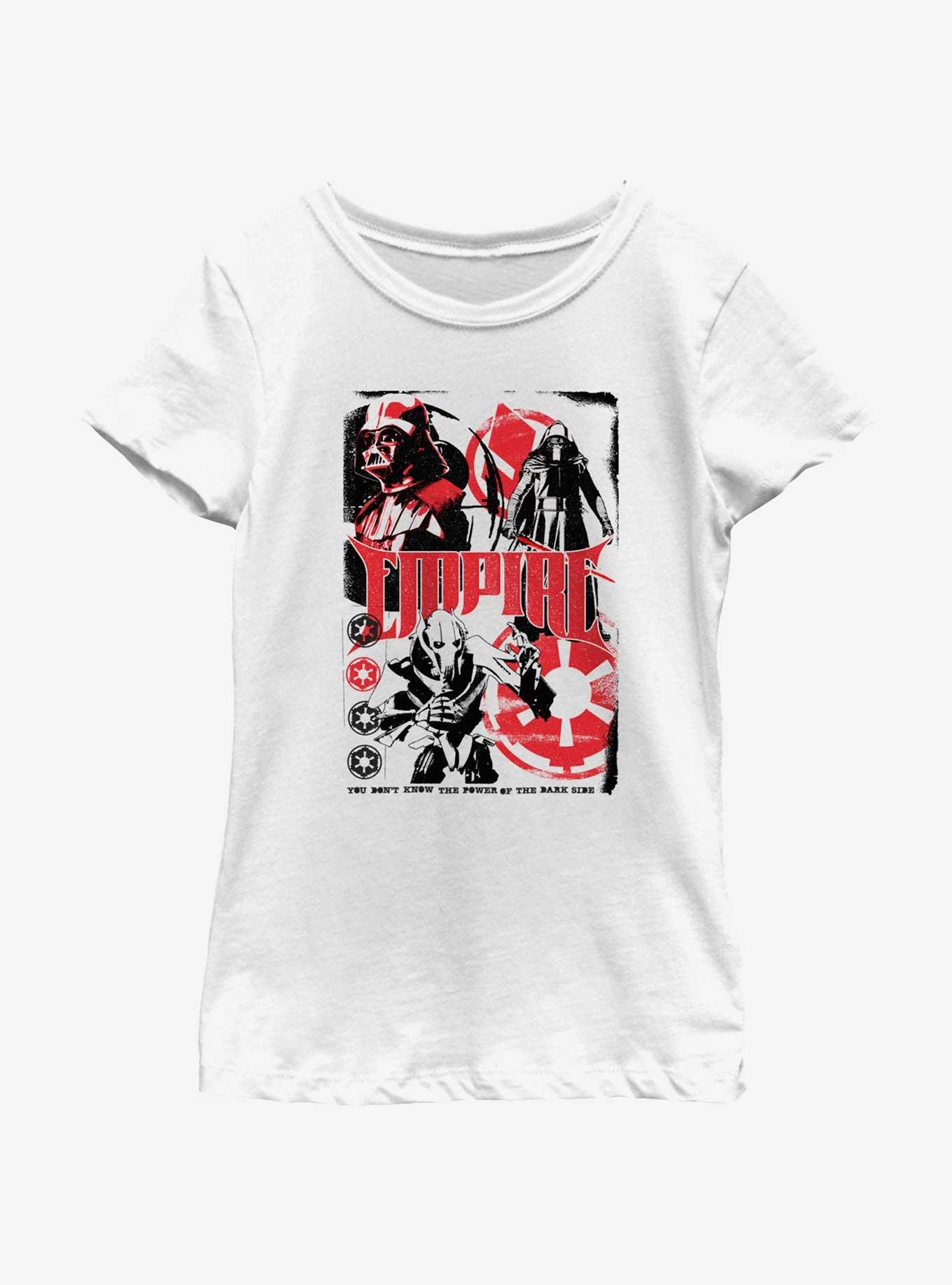 Star Wars The Dark Side Empire Collage Poster Youth Girls T-Shirt, WHITE, hi-res