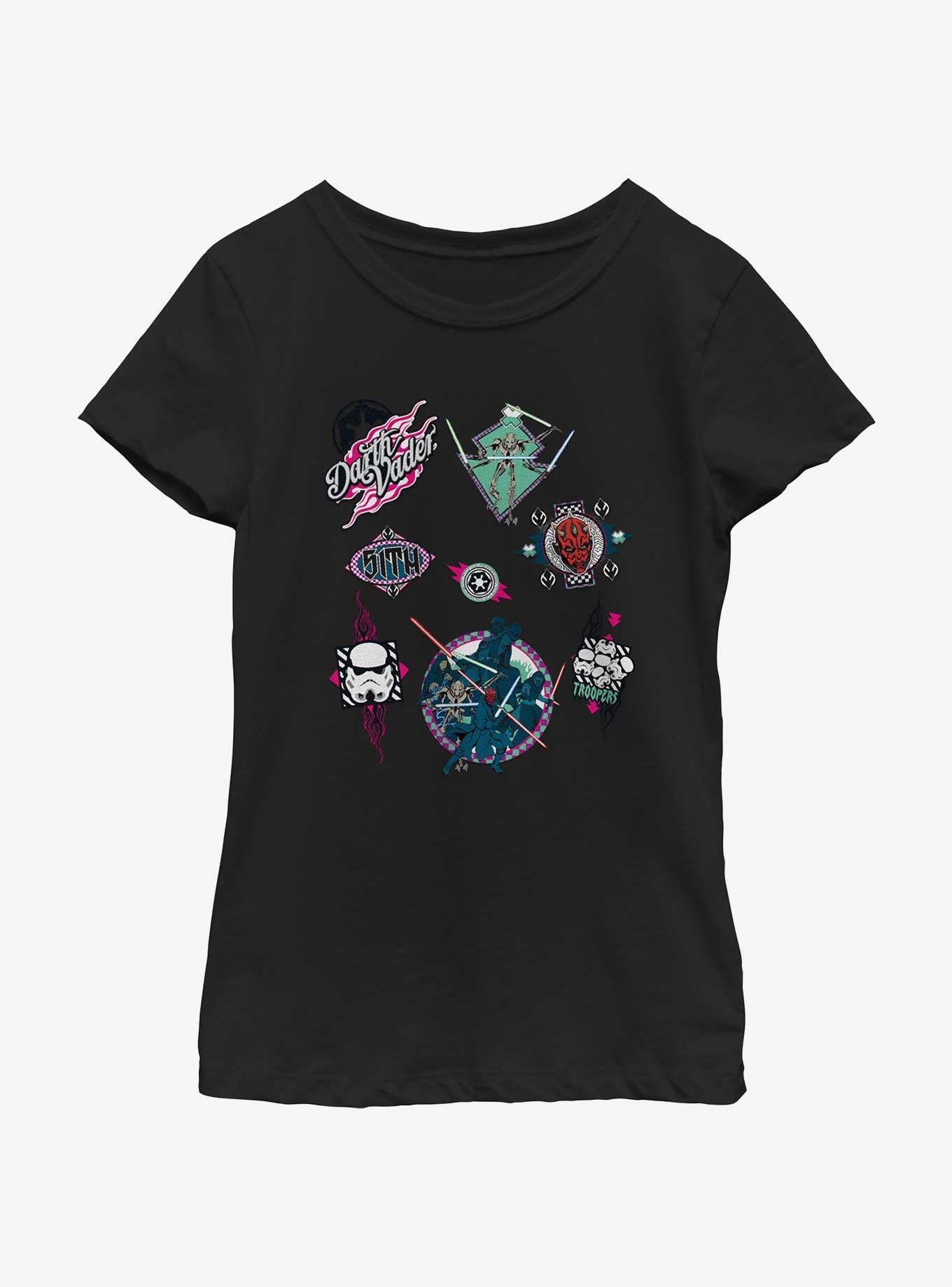 Star Wars The Dark Side Patches Style  Youth Girls T-Shirt, BLACK, hi-res