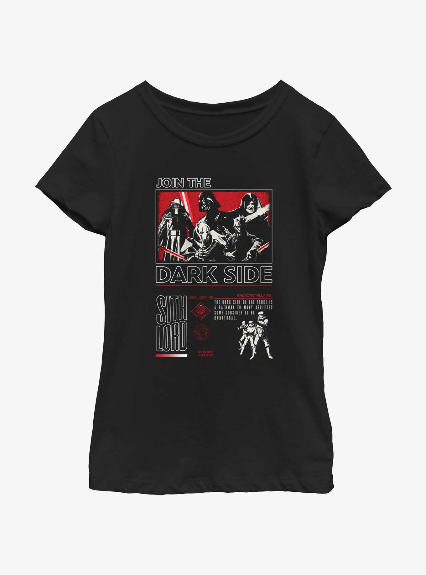 Star Wars The Dark Side Infograph Youth Girls T-Shirt, BLACK, hi-res