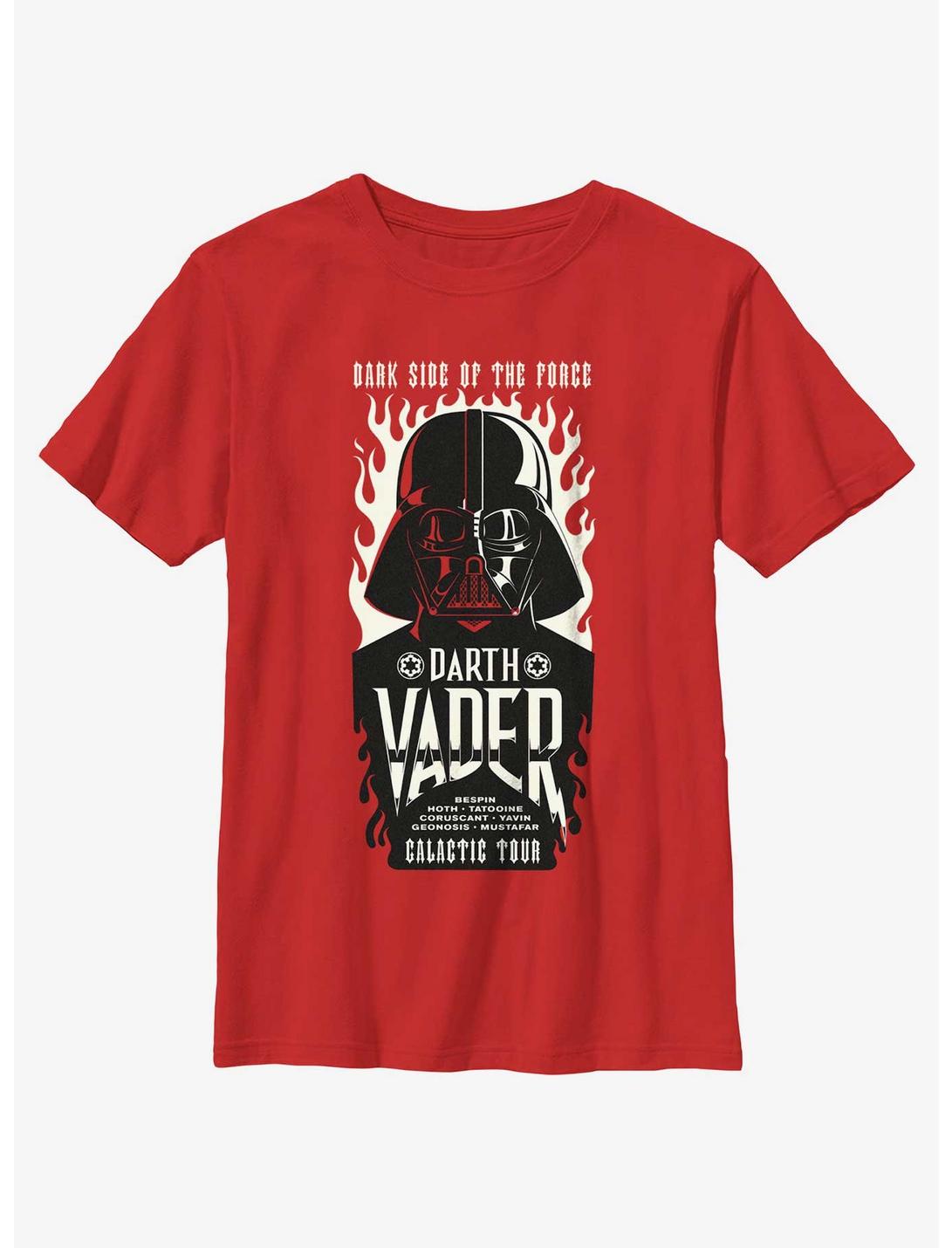 Star Wars Darth Vader Galactic Tour Flames Poster Youth T-Shirt, RED, hi-res