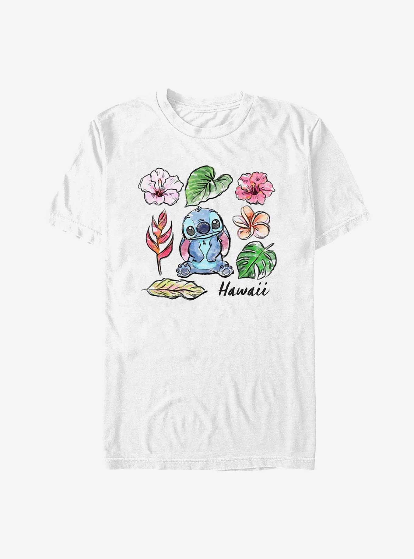 Disney Lilo & Stitch Stitch Watercolor Plants T-Shirt, , hi-res