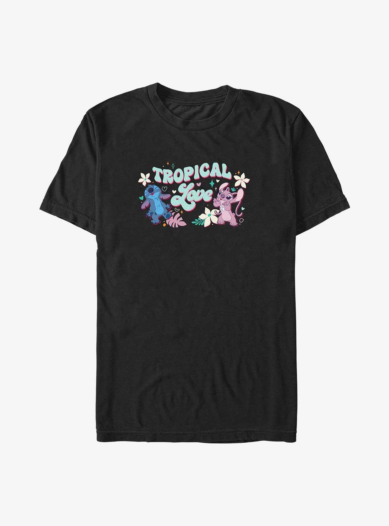 Disney Lilo & Stitch Tropical Love T-Shirt, BLACK, hi-res