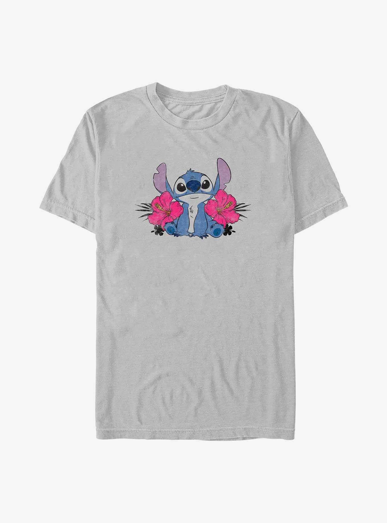 Disney Lilo & Stitch Stitch Hibiscus T-Shirt, SILVER, hi-res