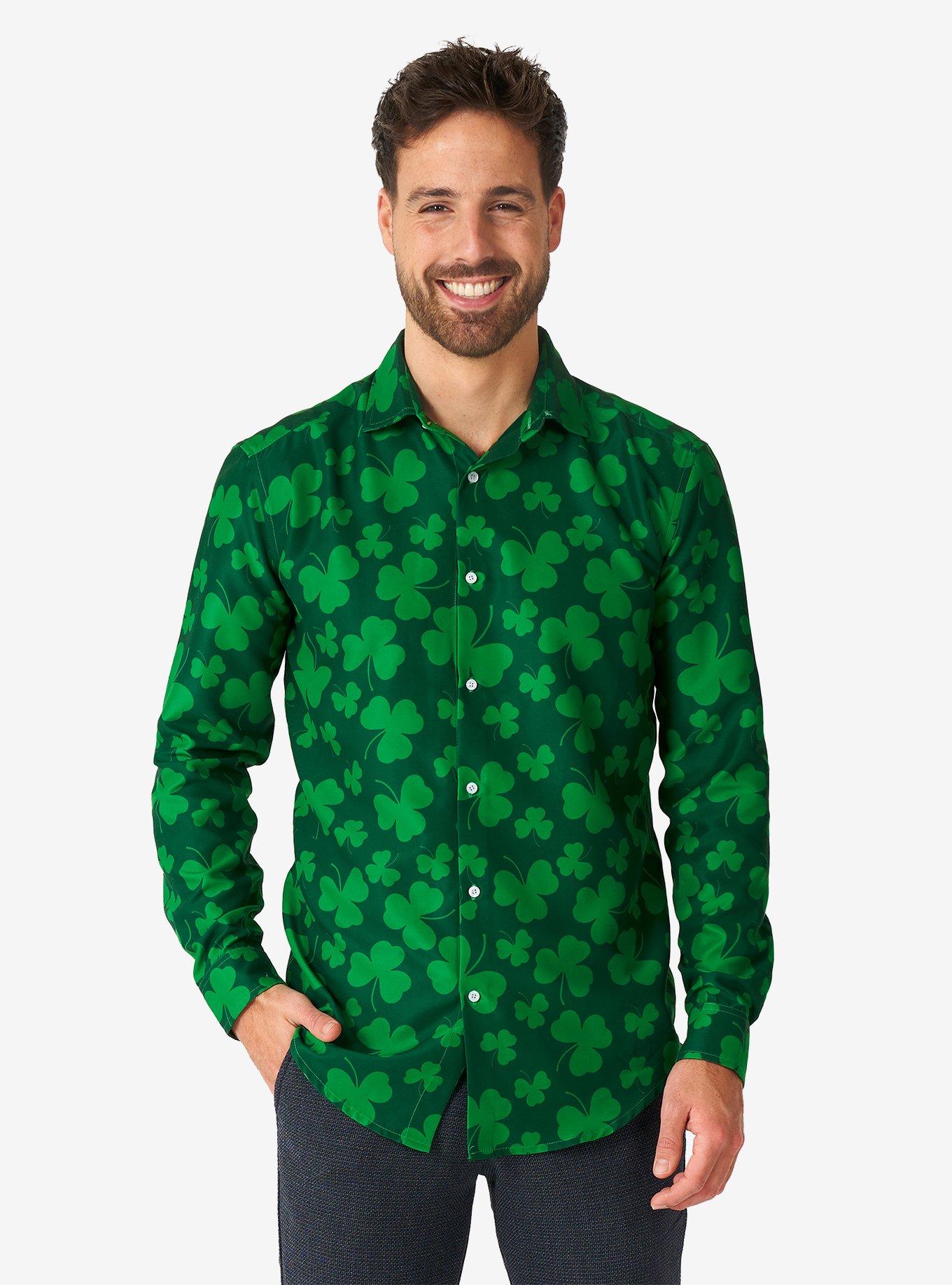 St. Pats Green Long Sleeve Button-Up Shirt, GREEN, hi-res