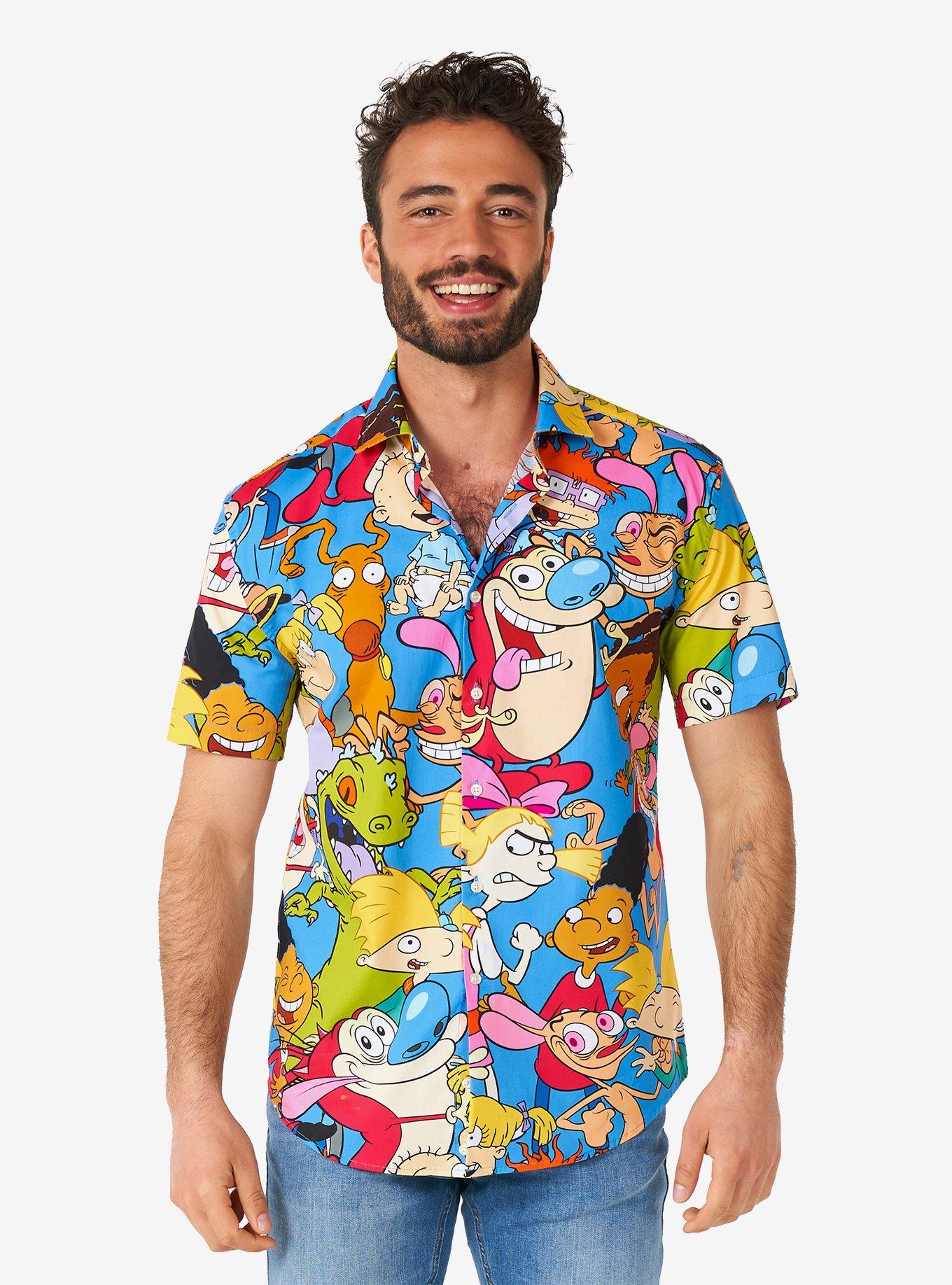 Nickelodeon Cartoons Short Sleeve Button-Up Shirt, , hi-res