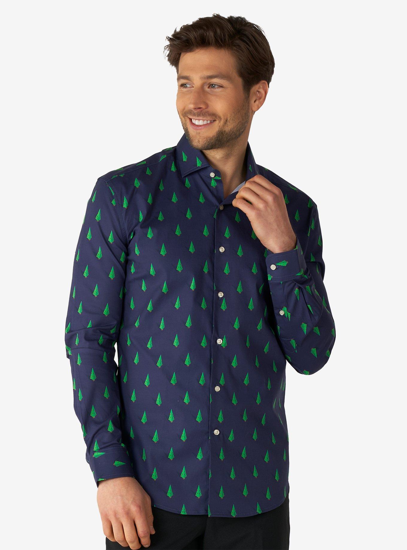 TreeDee Long Sleeve Button-Up Shirt, GREEN, hi-res