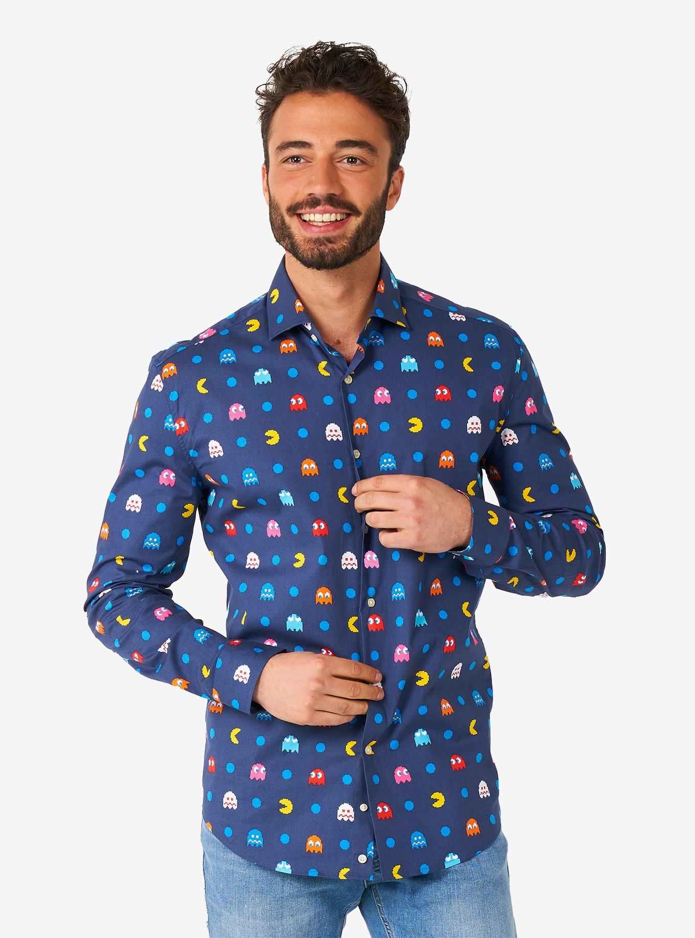 PAC-MAN Pixel Long Sleeve Button-Up Shirt, , hi-res