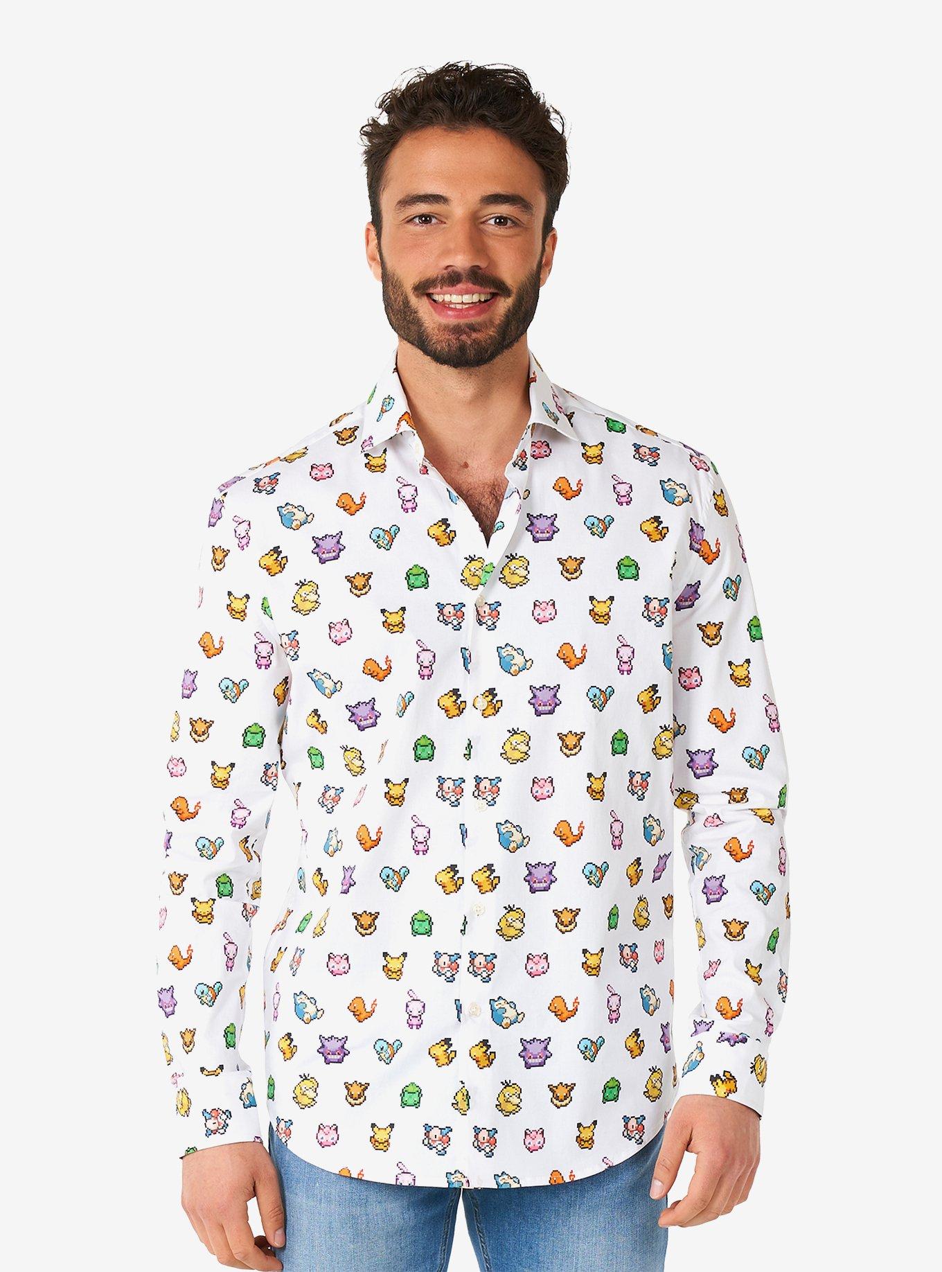 Pokemon Pixel Long Sleeve Button-Up Shirt, , hi-res