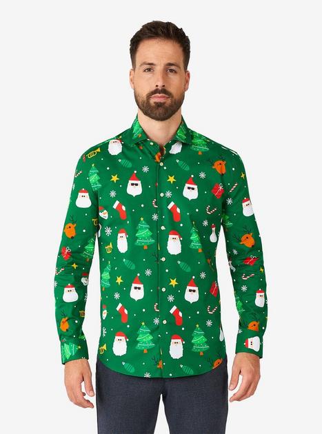 Festivity Green Long Sleeve Button-Up Shirt | BoxLunch
