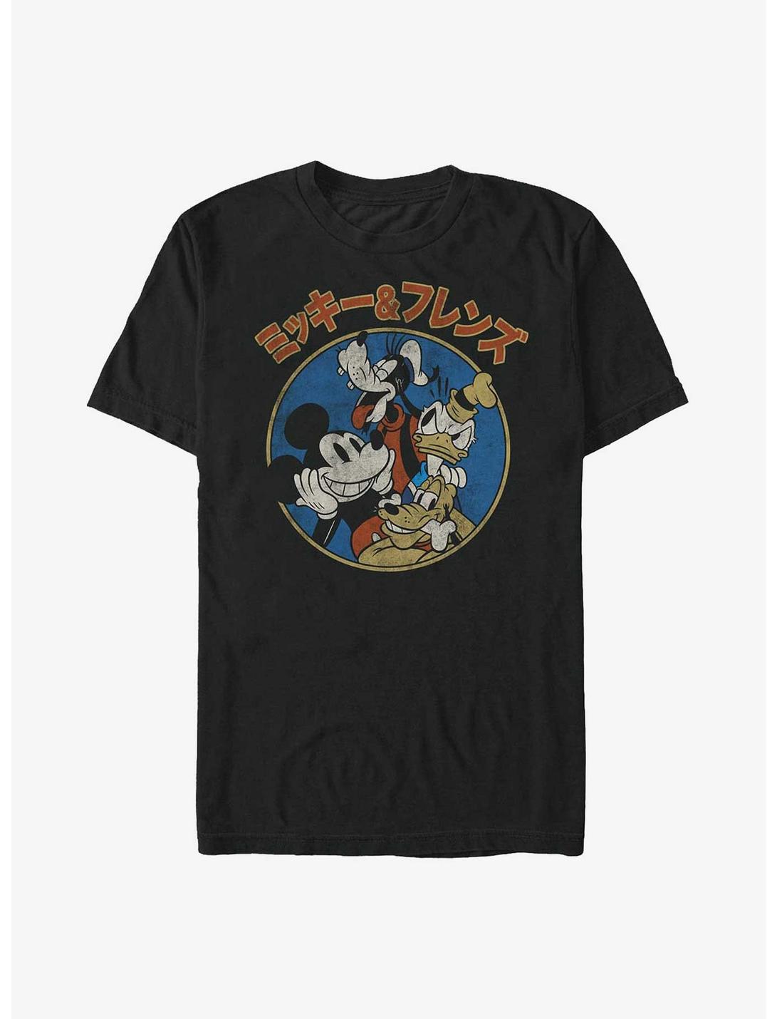 Disney Mickey Mouse Mickey Friends Kanji Retro T-Shirt, BLACK, hi-res
