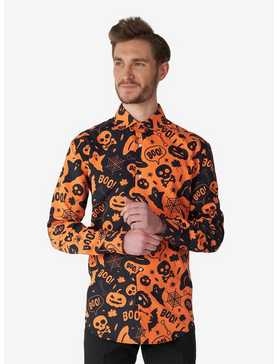 Halloween Icons Long Sleeve Button-Up Shirt, , hi-res