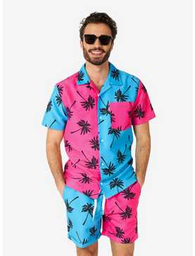Parallel Palm Short Sleeve Button-Up and Shorts Summer Set, , hi-res