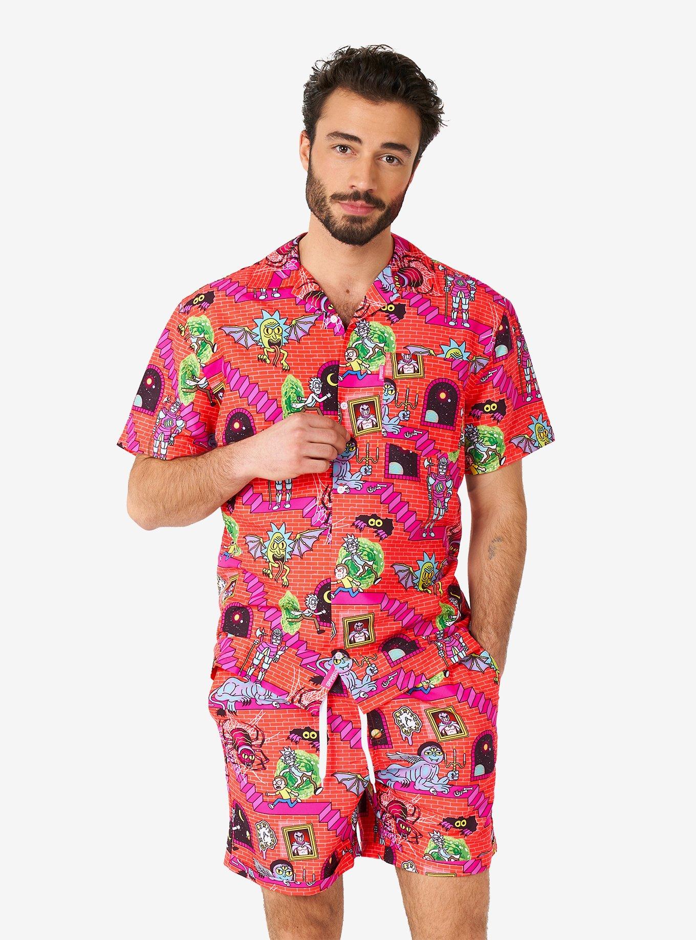 Rick & Morty Surreal Button-Up Shirt and Shorts Summer Set, , hi-res