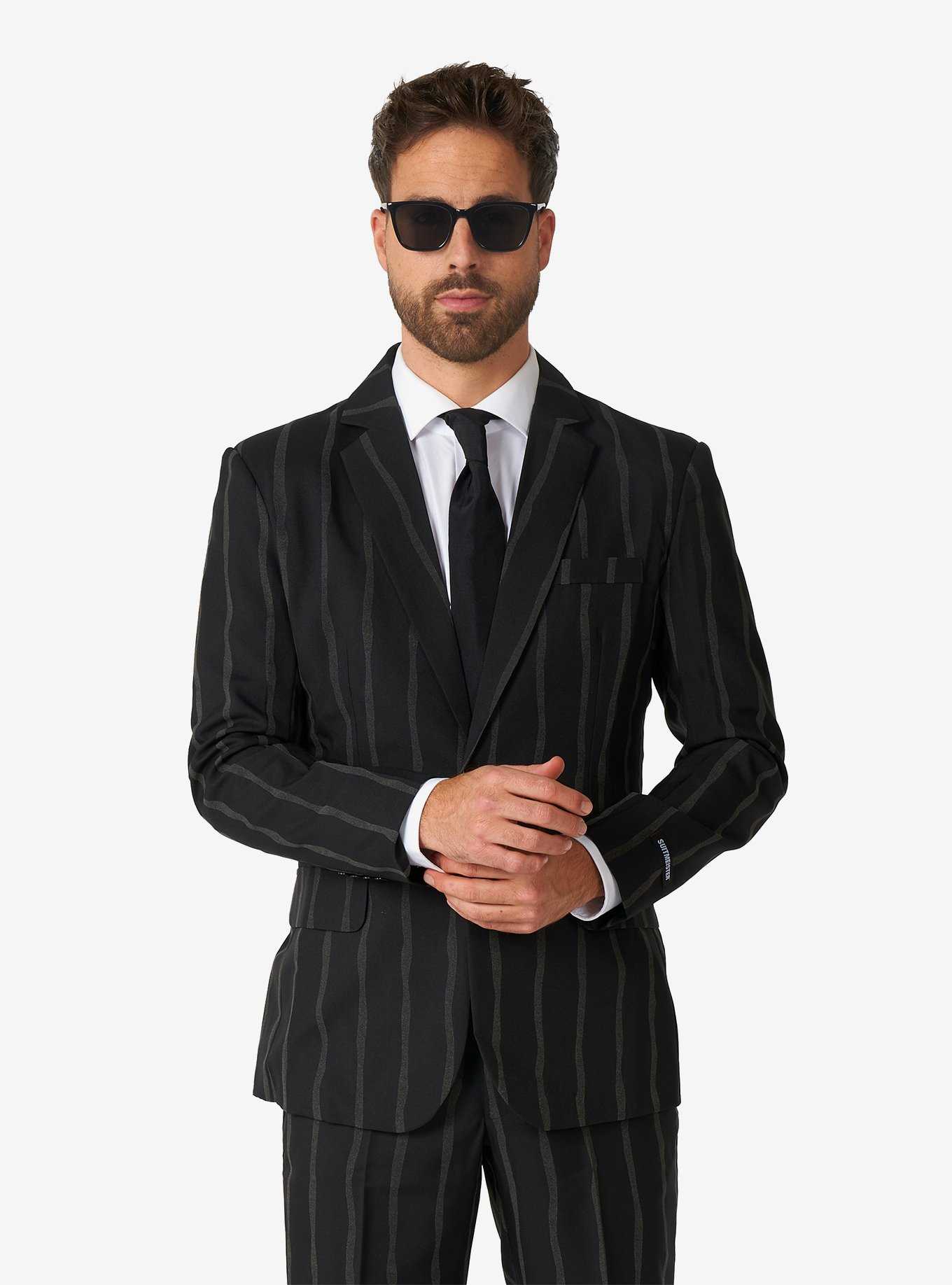 Oversized Pinstripe Black Suit, , hi-res