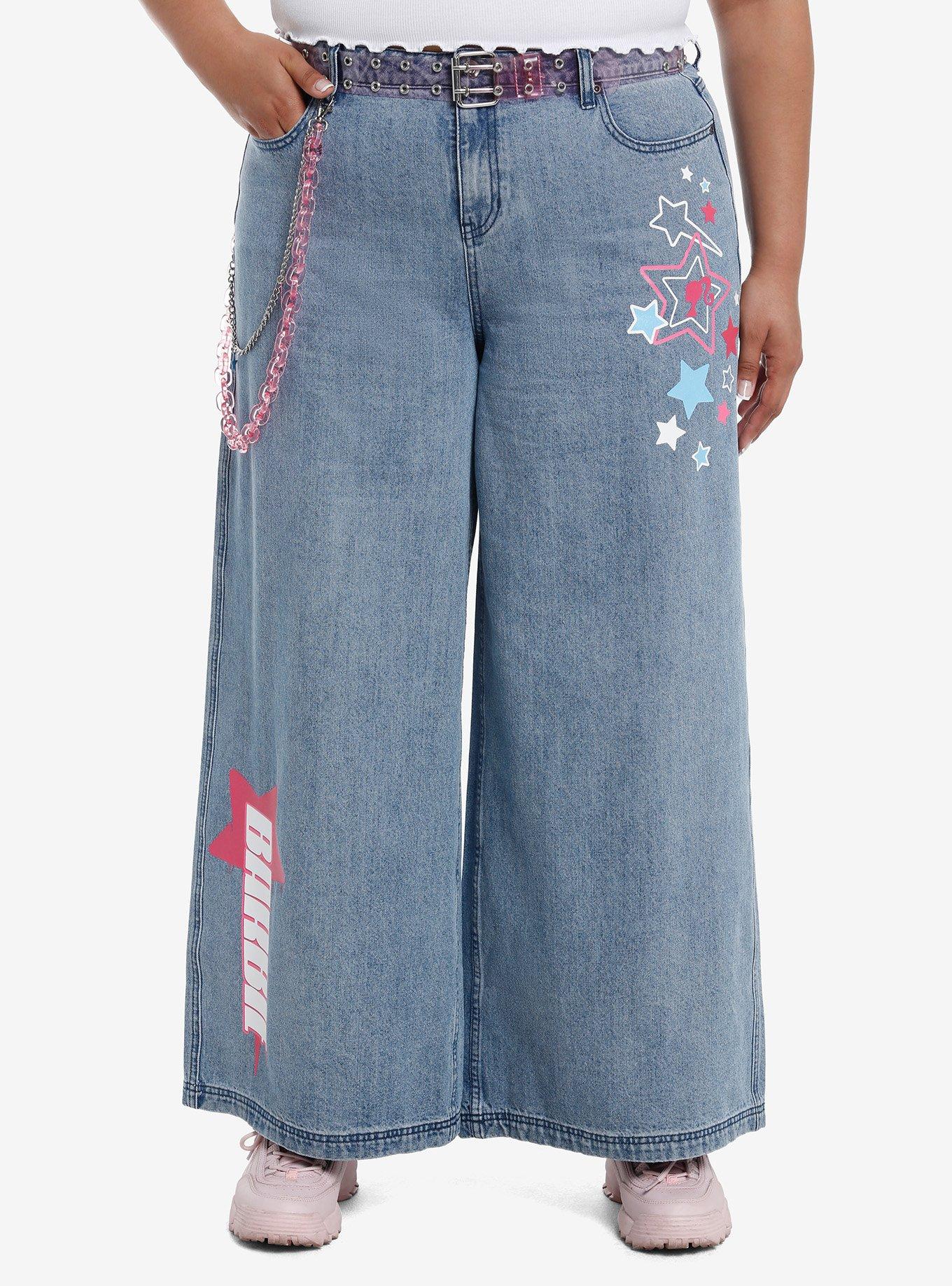 Barbie Y2K Star Wide Leg Jeans With Belt & Chain Plus Size, , hi-res