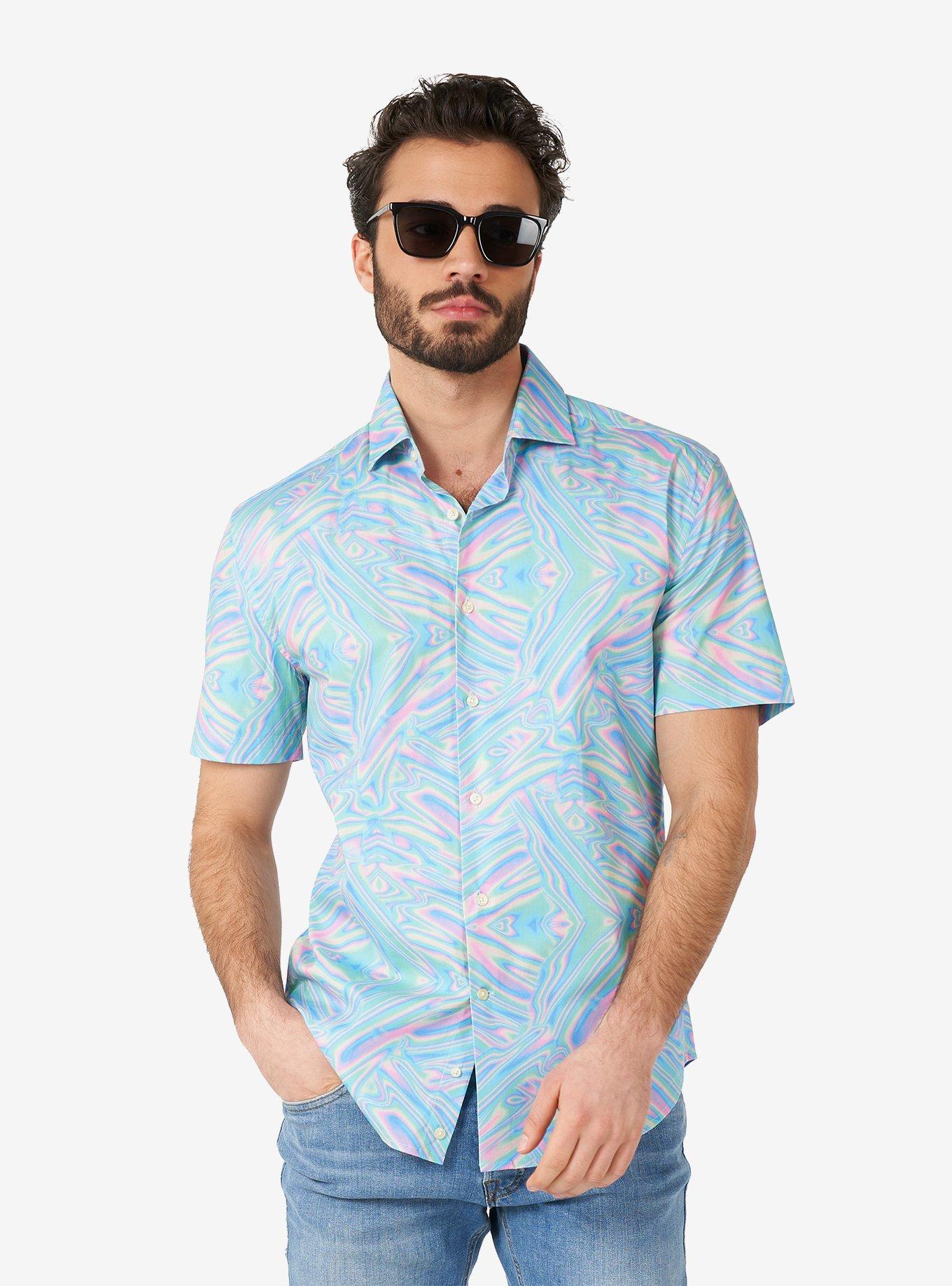 Holoperfect Short Sleeve Button-Up Shirt, MULTI, hi-res