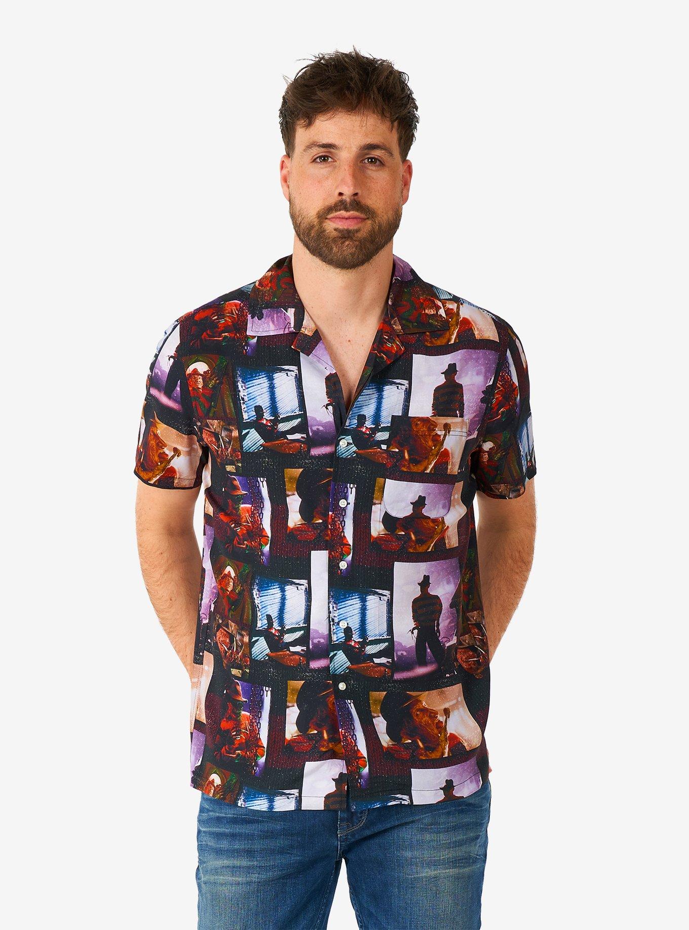 A Nightmare On Elm street Short Sleeve Button-Up Shirt, MULTI, hi-res