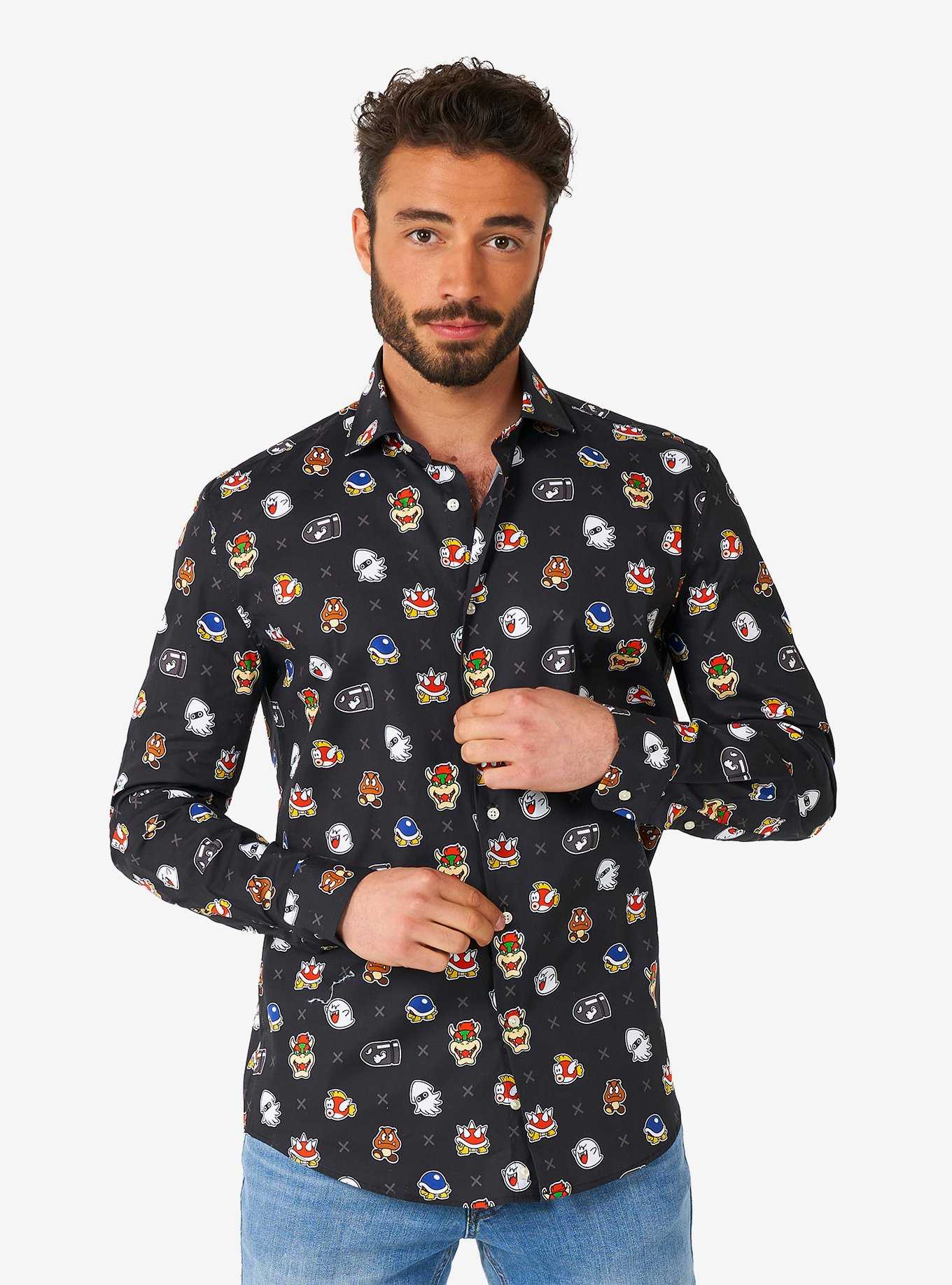 Super Mario Bad Guys Long Sleeve Button-Up Shirt, , hi-res