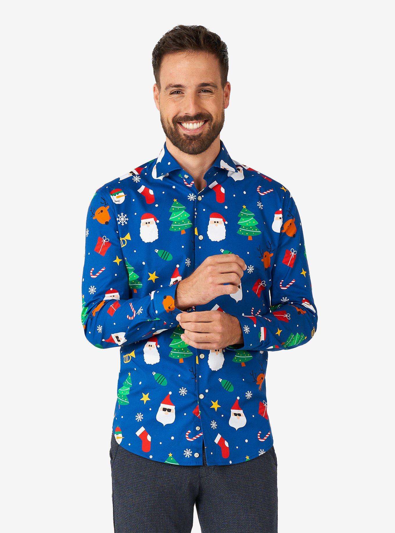 Festivity Blue Long Sleeve Button-Up Shirt, , hi-res