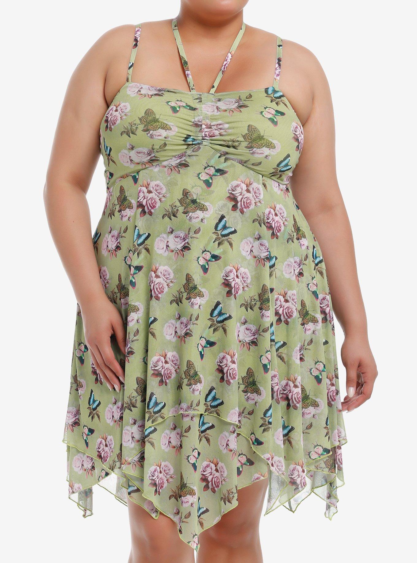 Thorn & Fable Butterfly Rose Hank Hem Dress Plus Size, PINK, hi-res