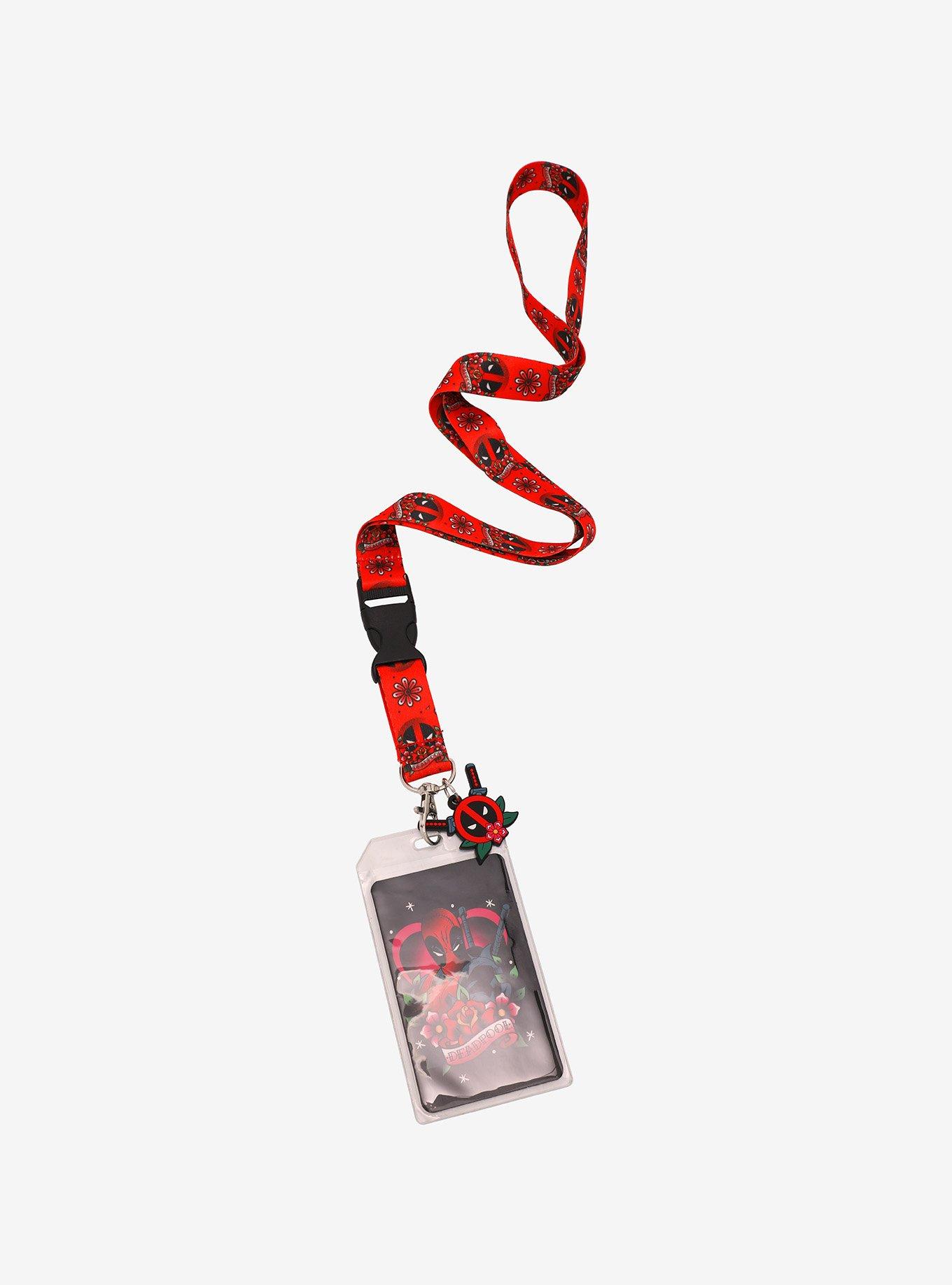 Marvel Deadpool Tattoo Logo Allover Print Lanyard - BoxLunch Exclusive, , hi-res