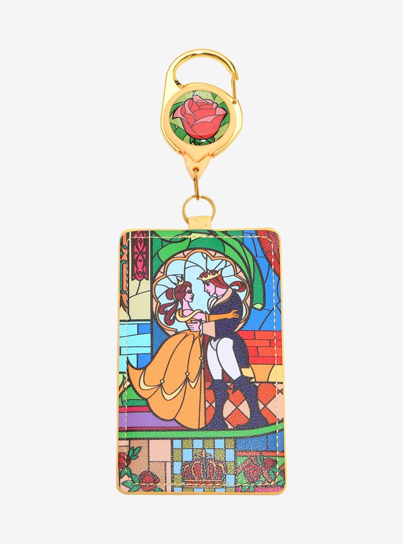 Disney Beauty and the Beast Stained Glass Belle & Adam Retractable Lanyard - BoxLunch Exclusive, , hi-res