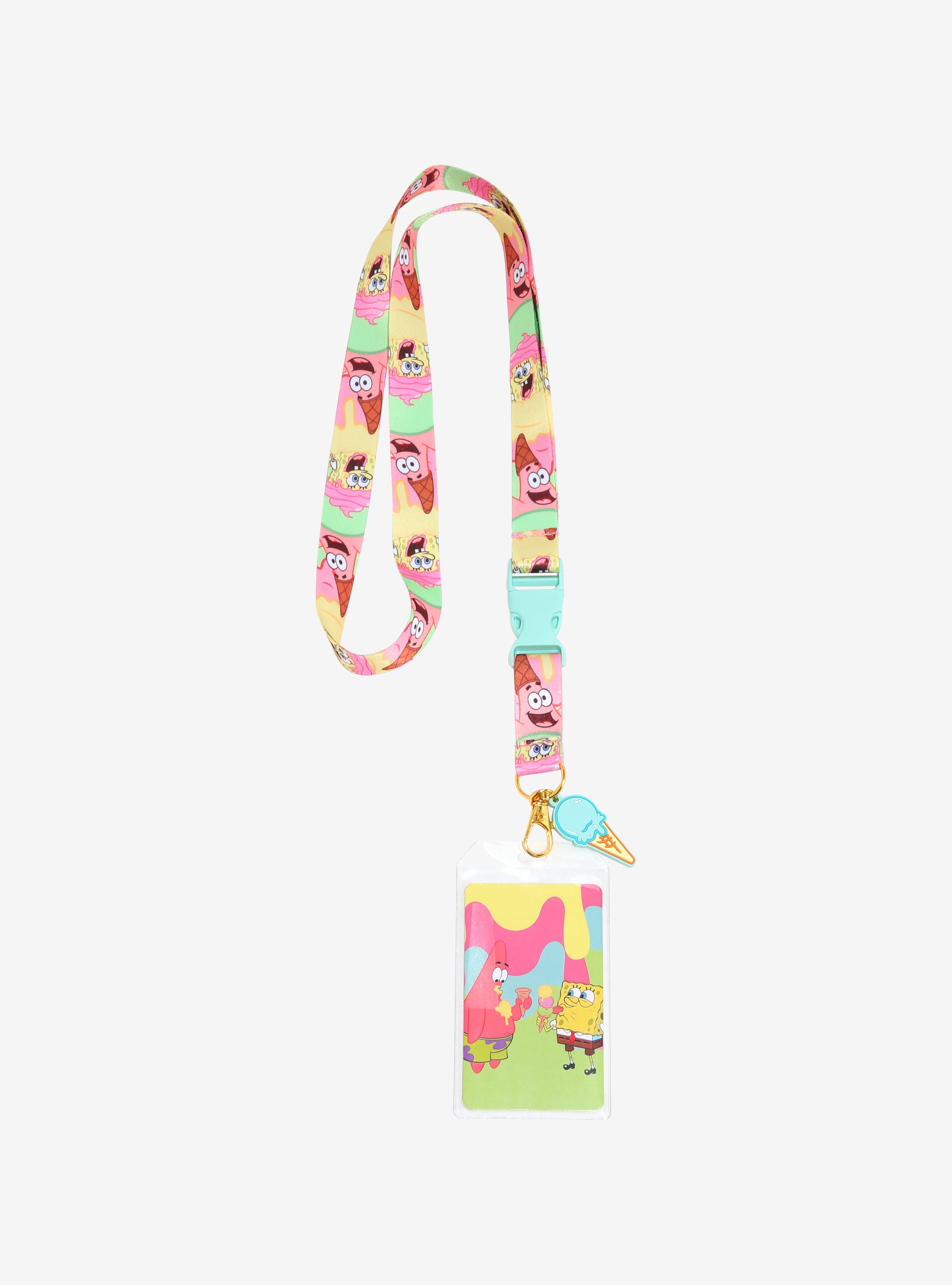 SpongeBob SquarePants Patrick & SpongeBob Ice Cream Allover Print Lanyard - BoxLunch Exclusive, , hi-res