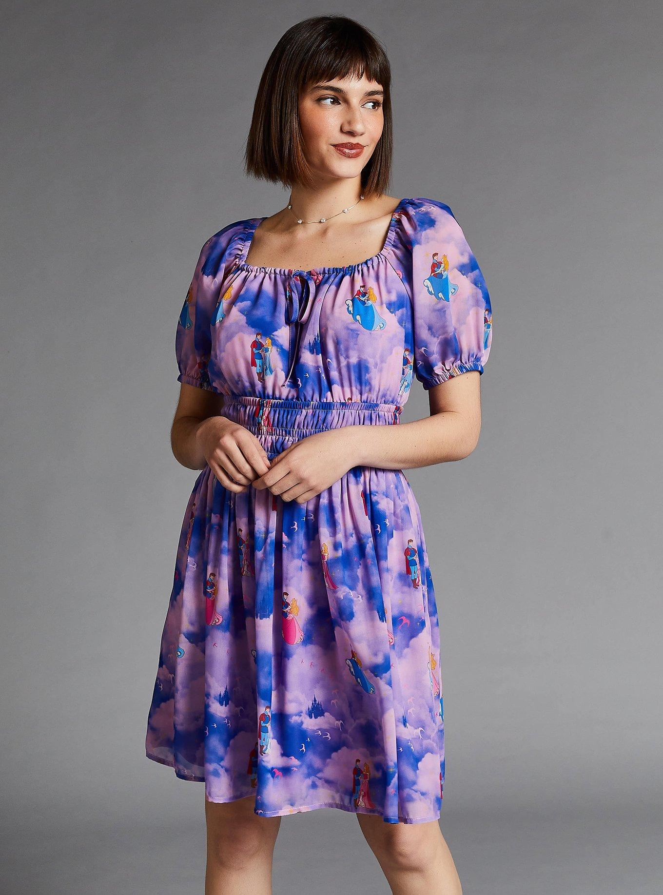 Disney Sleeping Beauty Aurora Pink & Blue Clouds Dress — BoxLunch Exclusive