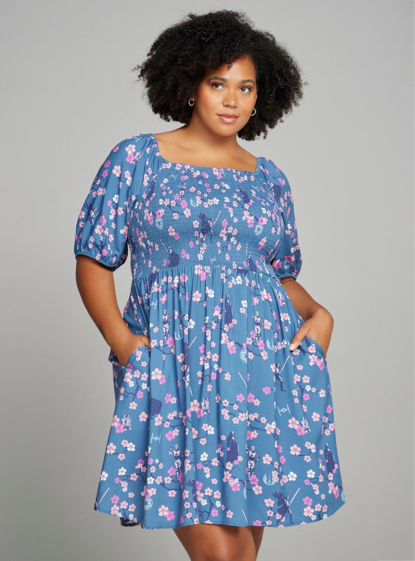 Her Universe Star Wars Darth Vader Samurai Plus Size Smock Dress &mdash; BoxLunch Exclusive, NAVY, hi-res