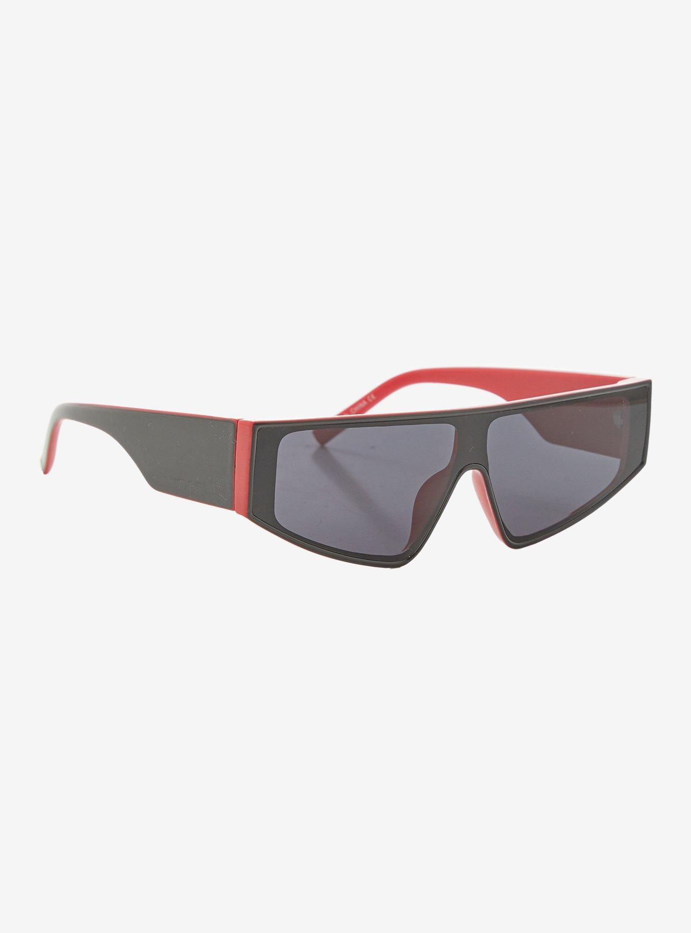 Black & Red Sporty Sunglasses, , hi-res