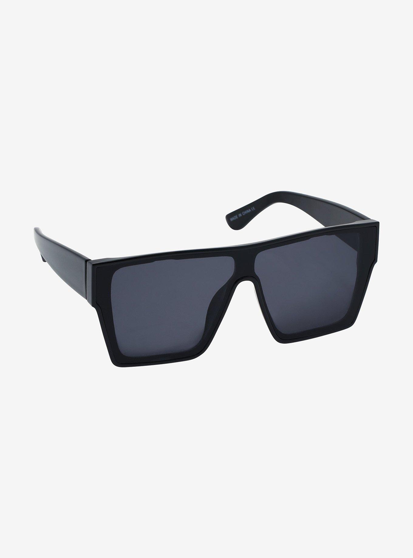 Black Square Shield Sunglasses, , hi-res