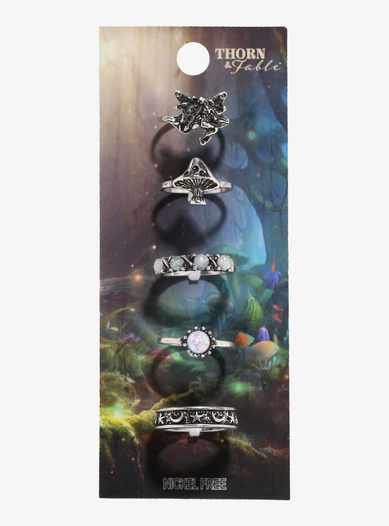 Thorn & Fable Mushroom Fairy Opal Ring Set, , hi-res