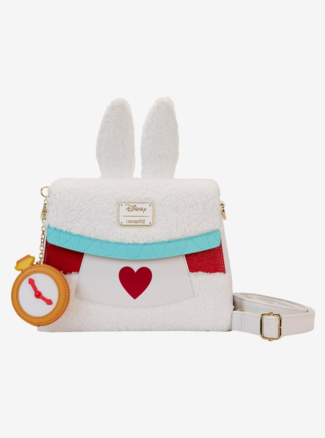 Loungefly Disney Alice In Wonderland White Rabbit Figural Fuzzy Crossbody Bag