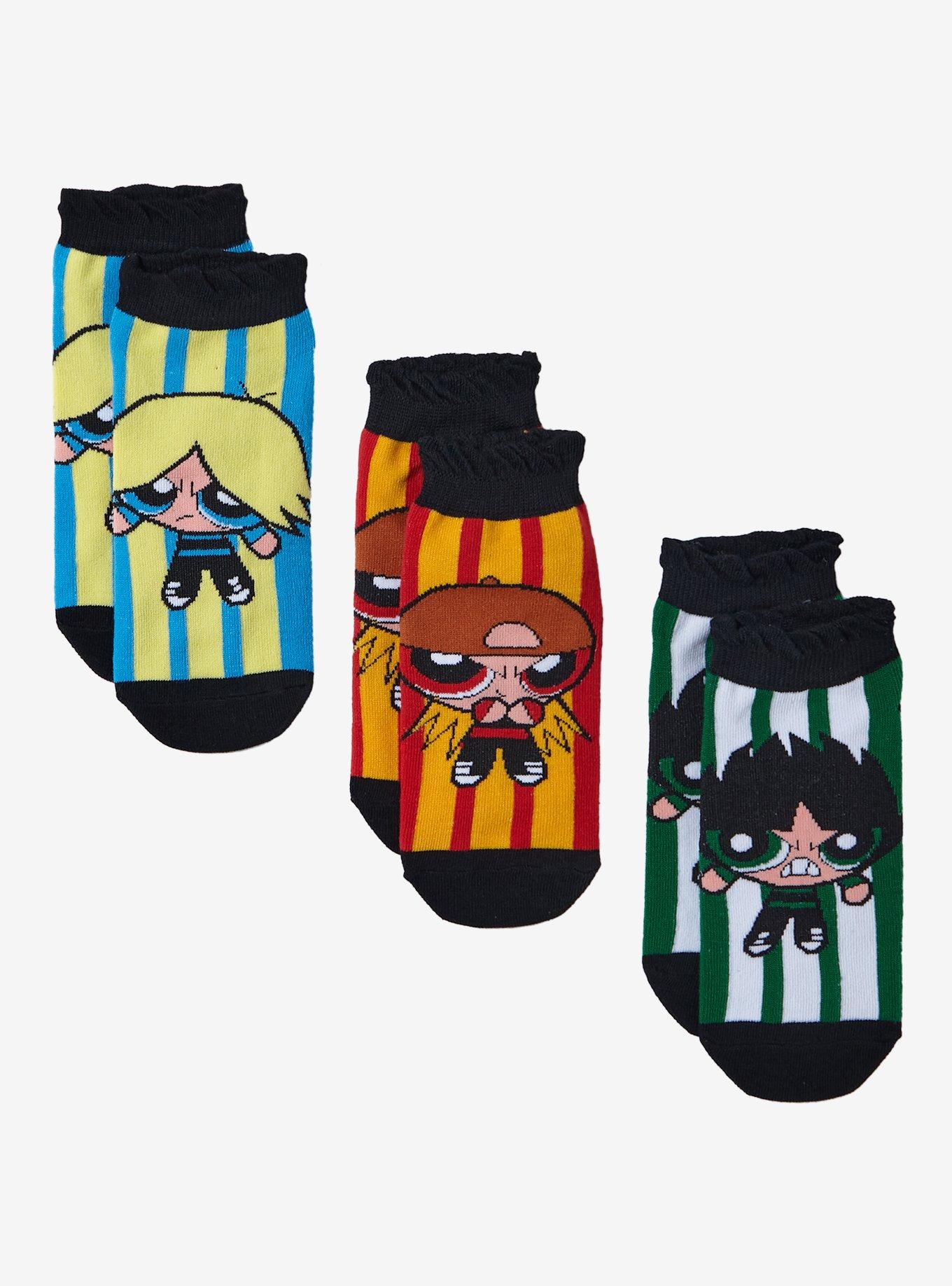 The Powerpuff Girls Rowdyruff Boys No-Show Socks 3 Pair, , hi-res