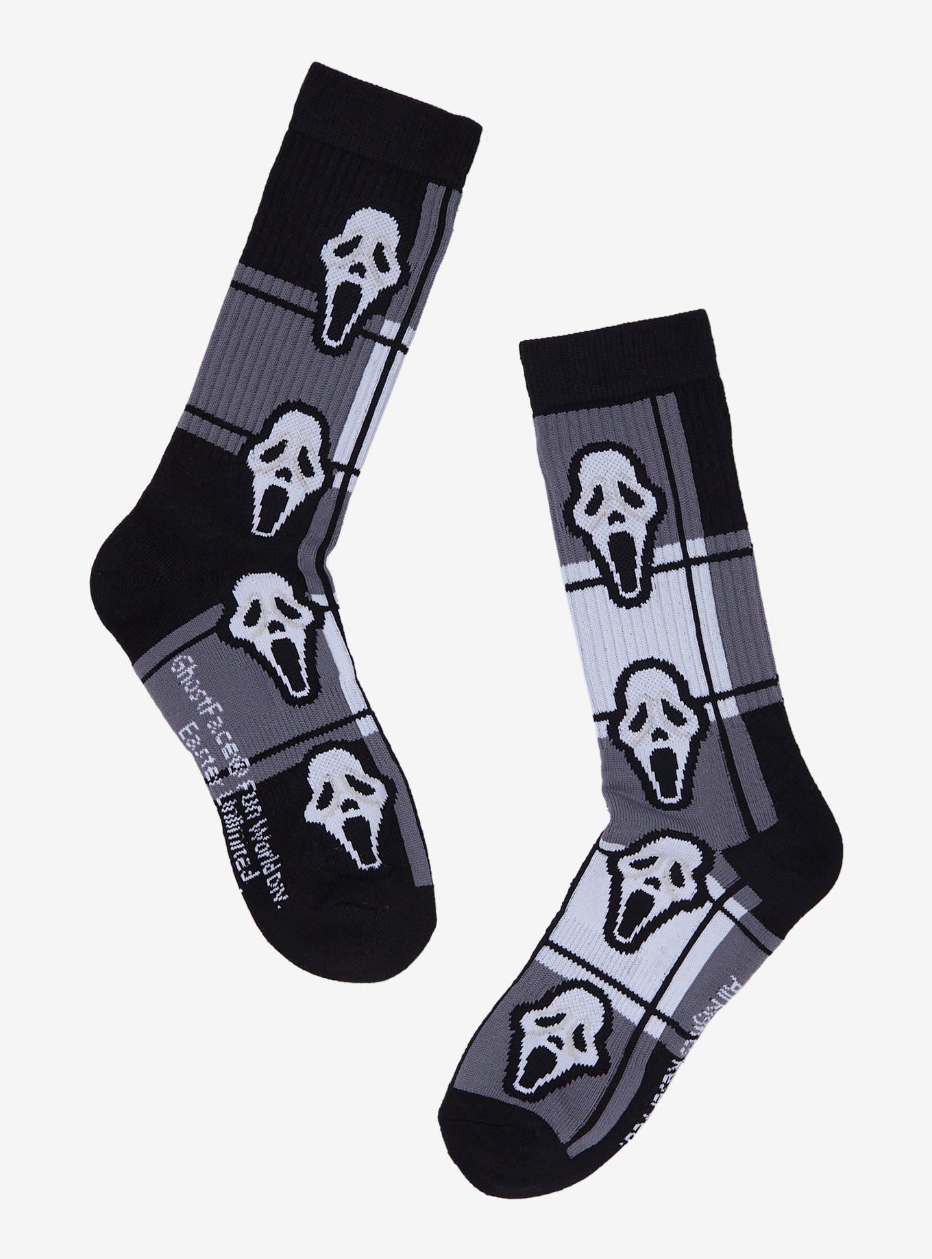 Scream Ghost Face Plaid Crew Socks, , hi-res