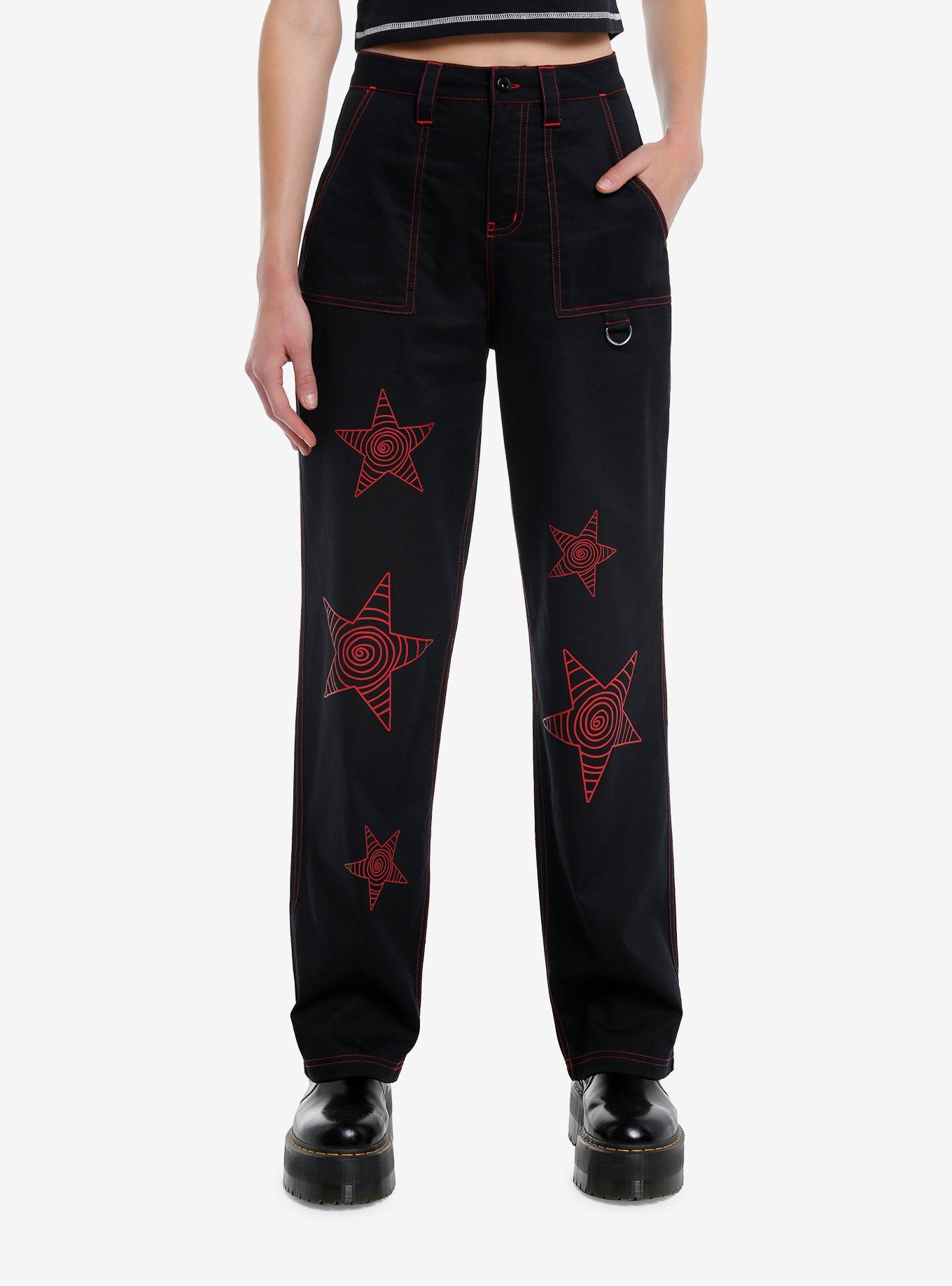 Black & Red Swirl Star Skater Pants, , hi-res