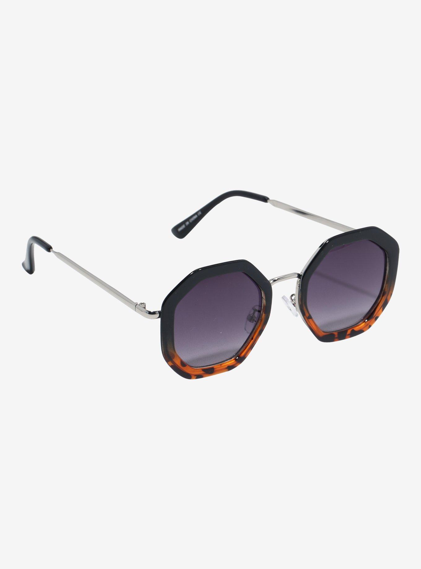 Black & Tortoise Ombre Octagon Sunglasses, , hi-res