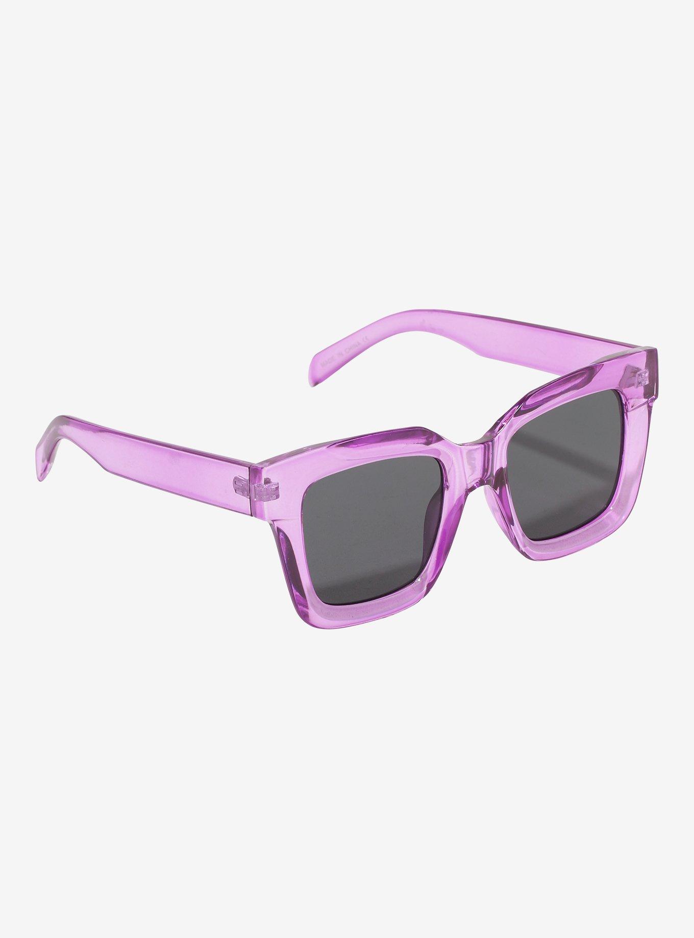 Purple Translucent Square Sunglasses, , hi-res