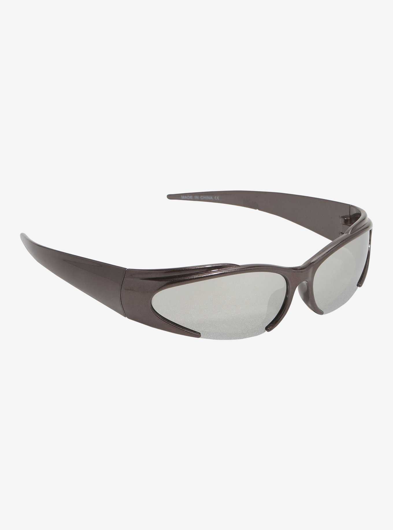 Y2K Skinny Black Oval Sunglasses, , hi-res